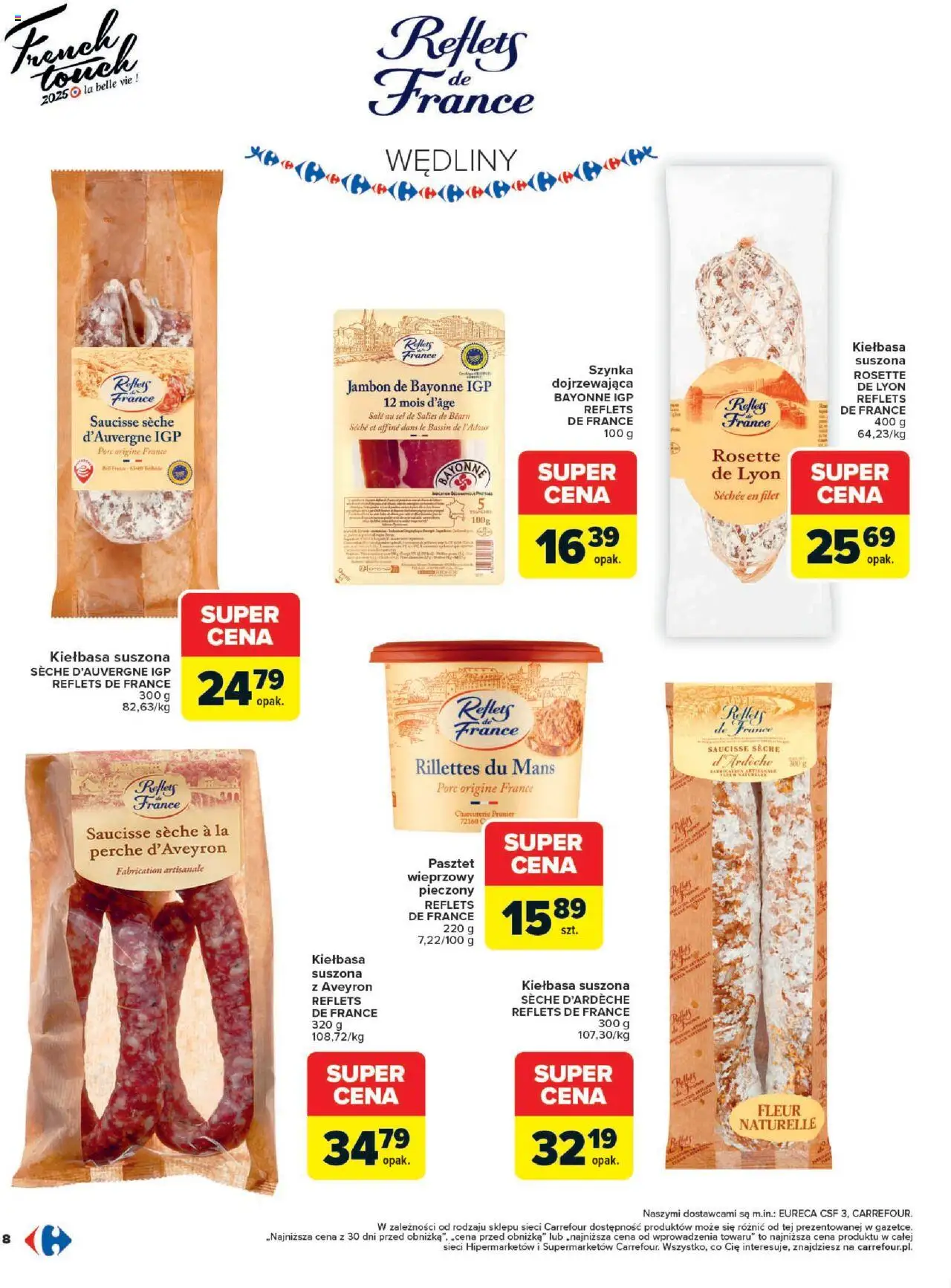 Carrefour Gazetka - French Touch od 13.10.2025 | Strona: 8 | Produkty: Kiełbasa, Szynka, Wędliny