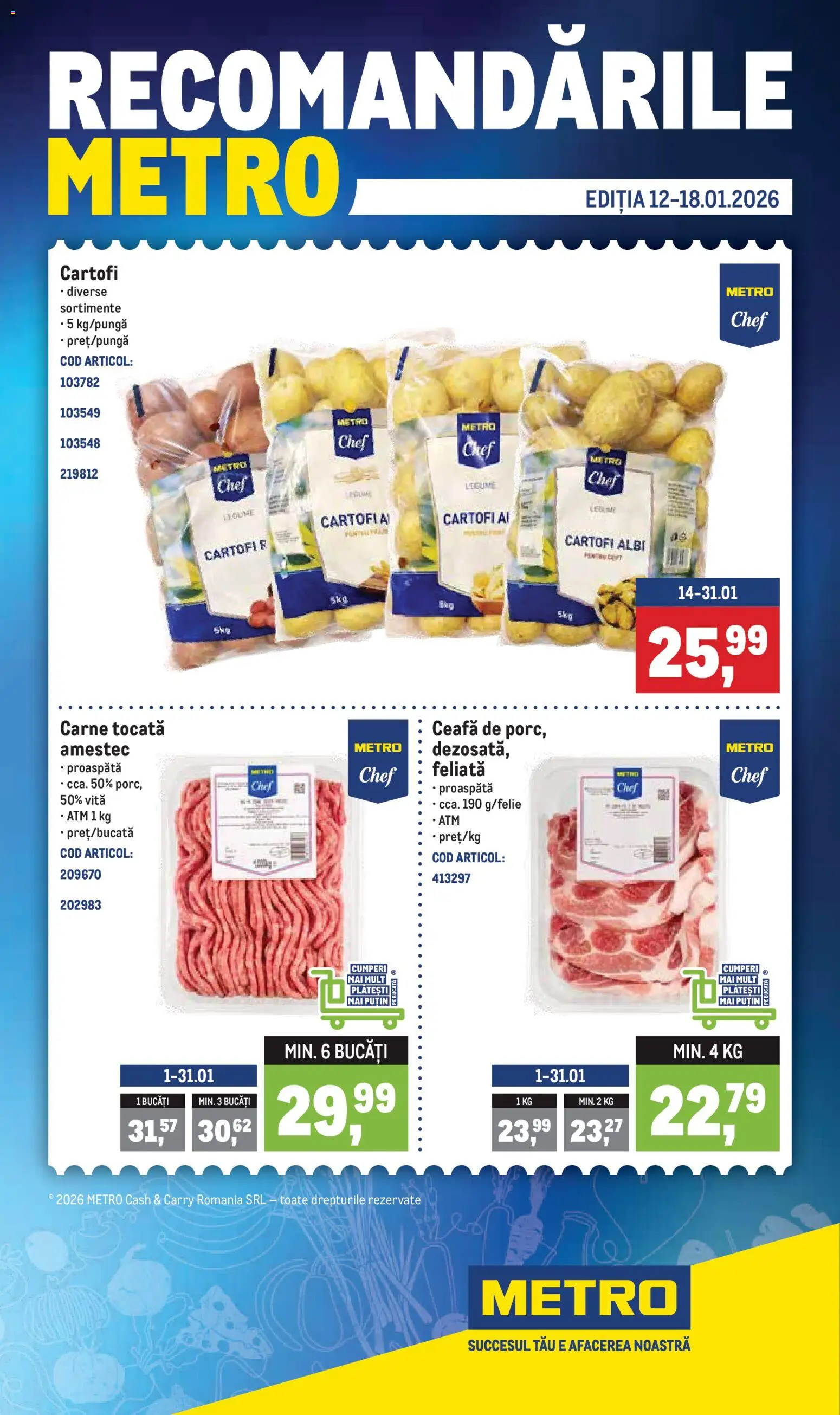 Noul catalog Metro – valabil de la 12.01.2026 | Pagină: 1 | Produse: Carne tocată, Cartofi, Legume