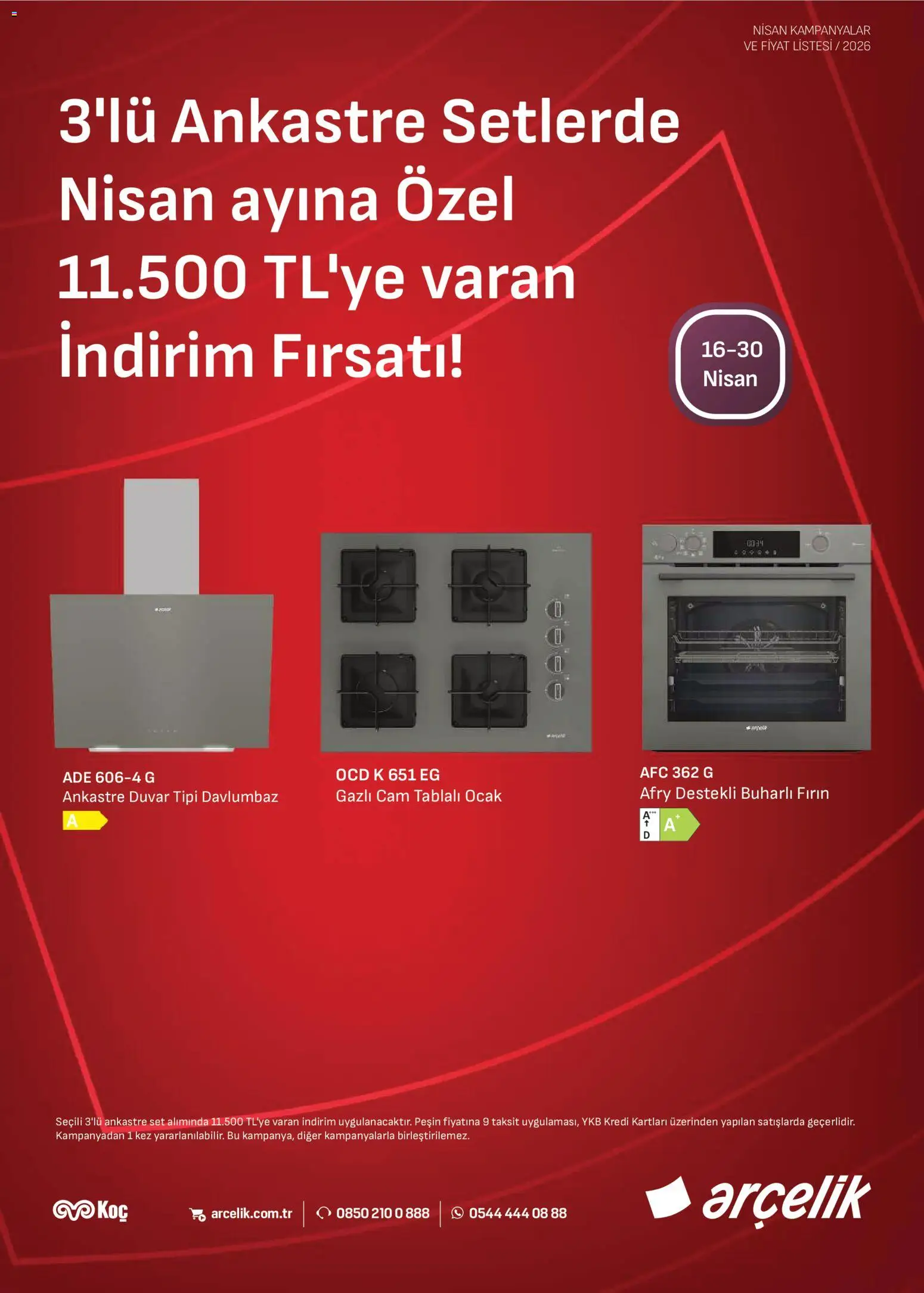 Arçelik - Ankastre Kataloğu - 16.04.2026 tarihinden itibaren geçerlidir | Sayfa: 1 | Ürünler: Davlumbaz, Fırın, Ocak