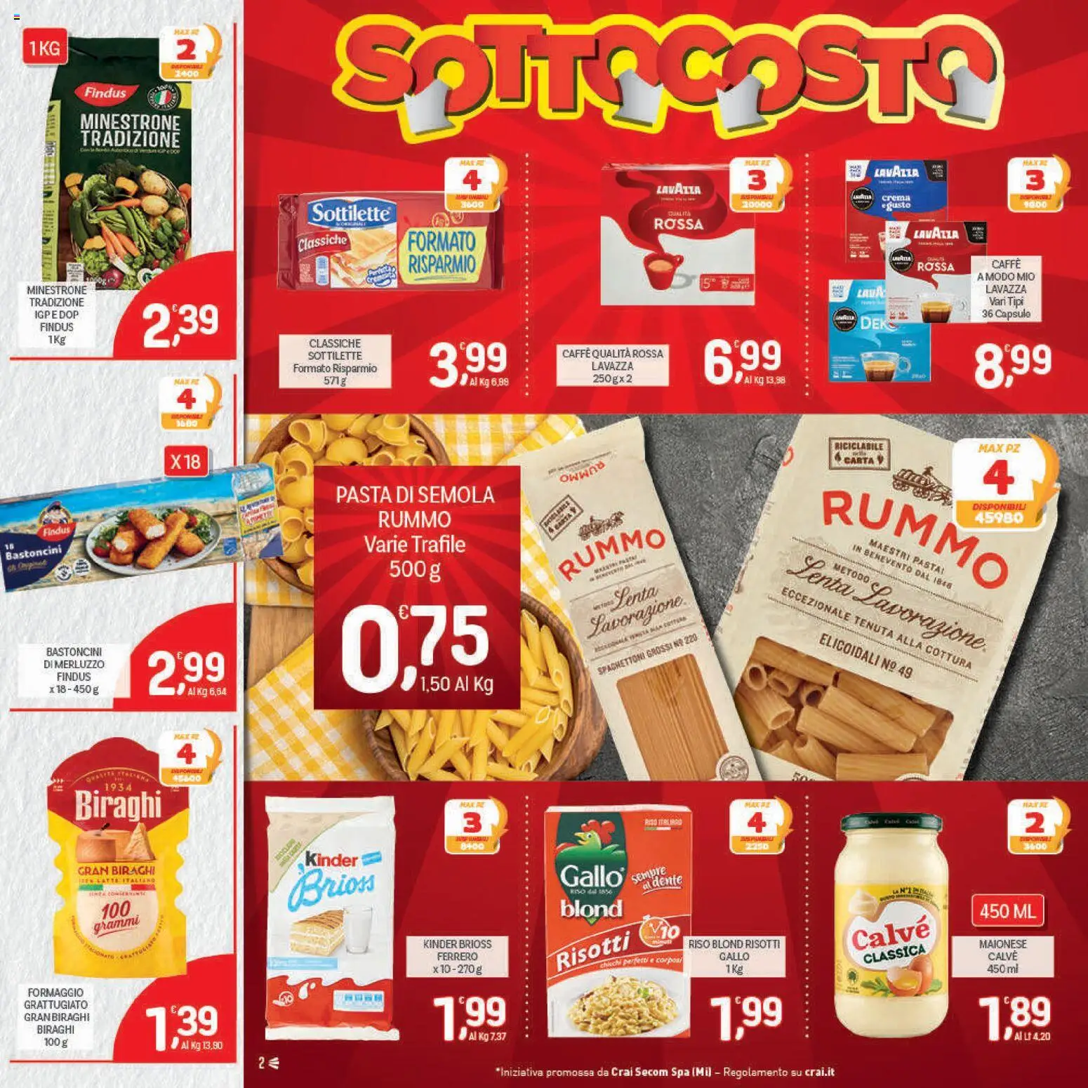 Volantino CRAI del 30.10.2025 | Pagina: 2 | Prodotti: Crema, Caffè, Maionese, Pasta