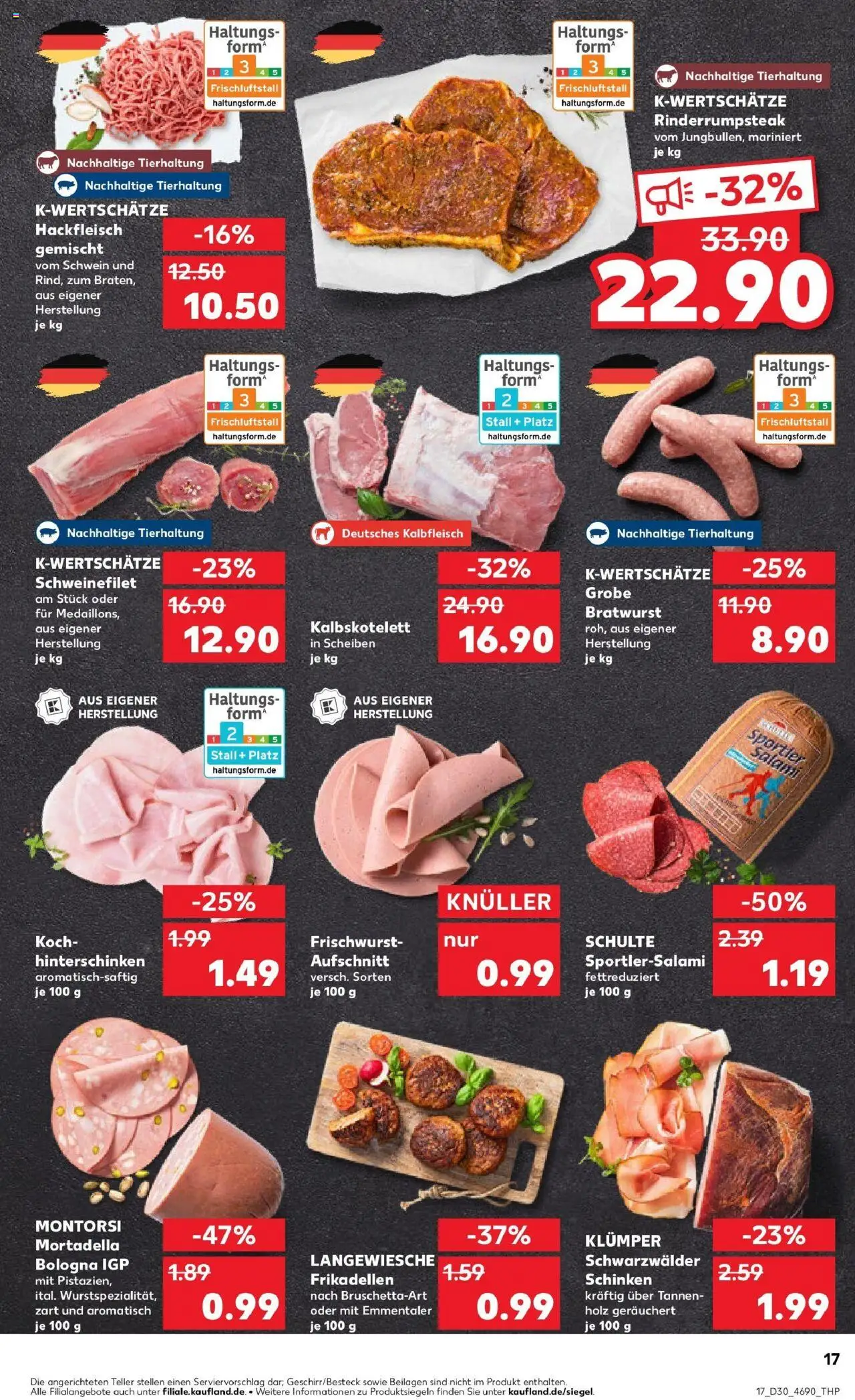 Kaufland prospekt Vilshofen An Der Donau	 - gültig ab dem 24.07.2025 | Seite: 17 | Produkte: Bratwurst, Schweinefilet, Salami, Steak