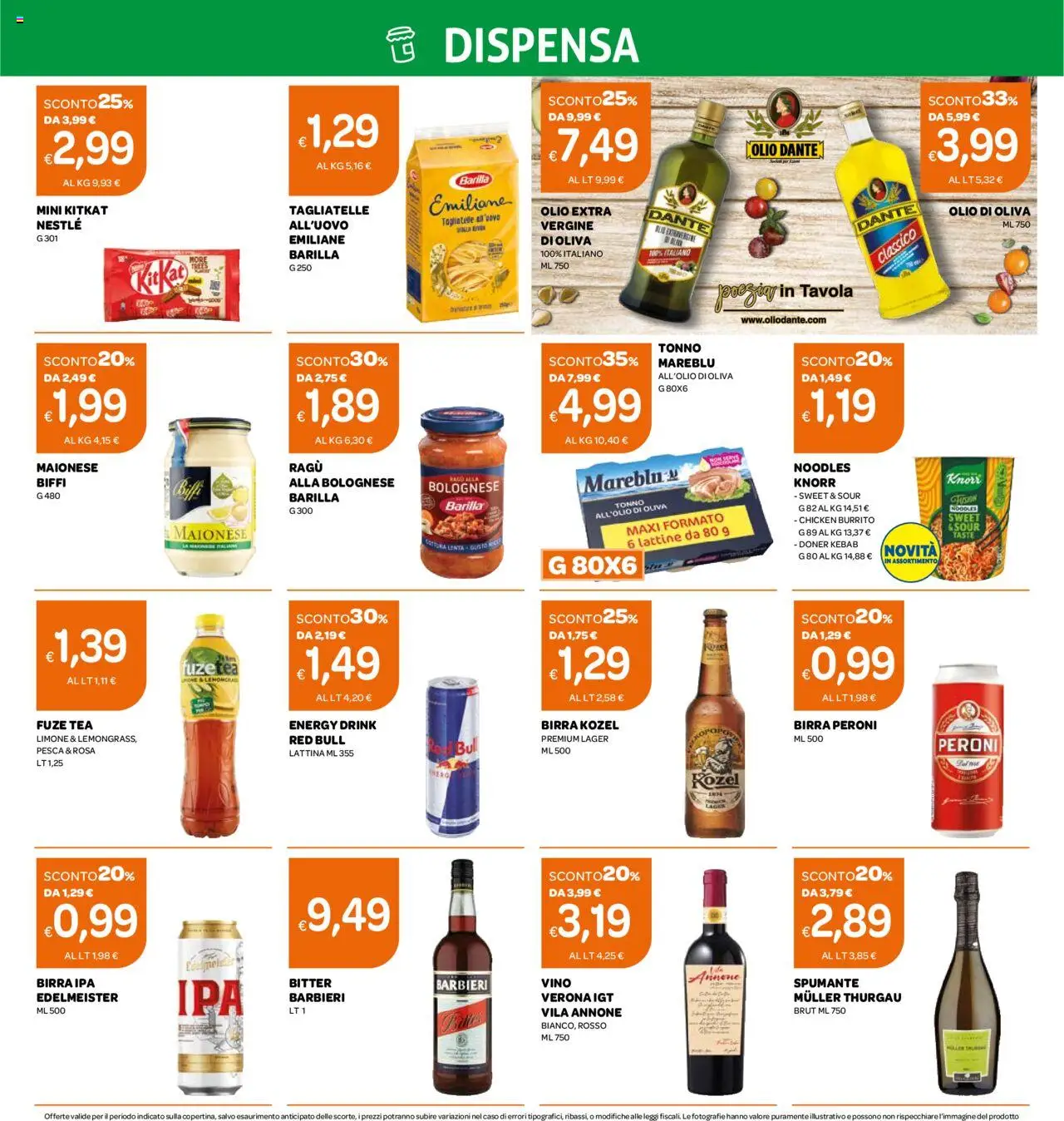 Volantino Ekom del 09.09.2025 | Pagina: 4 | Prodotti: Tagliatelle, Maionese, Vino, Red Bull