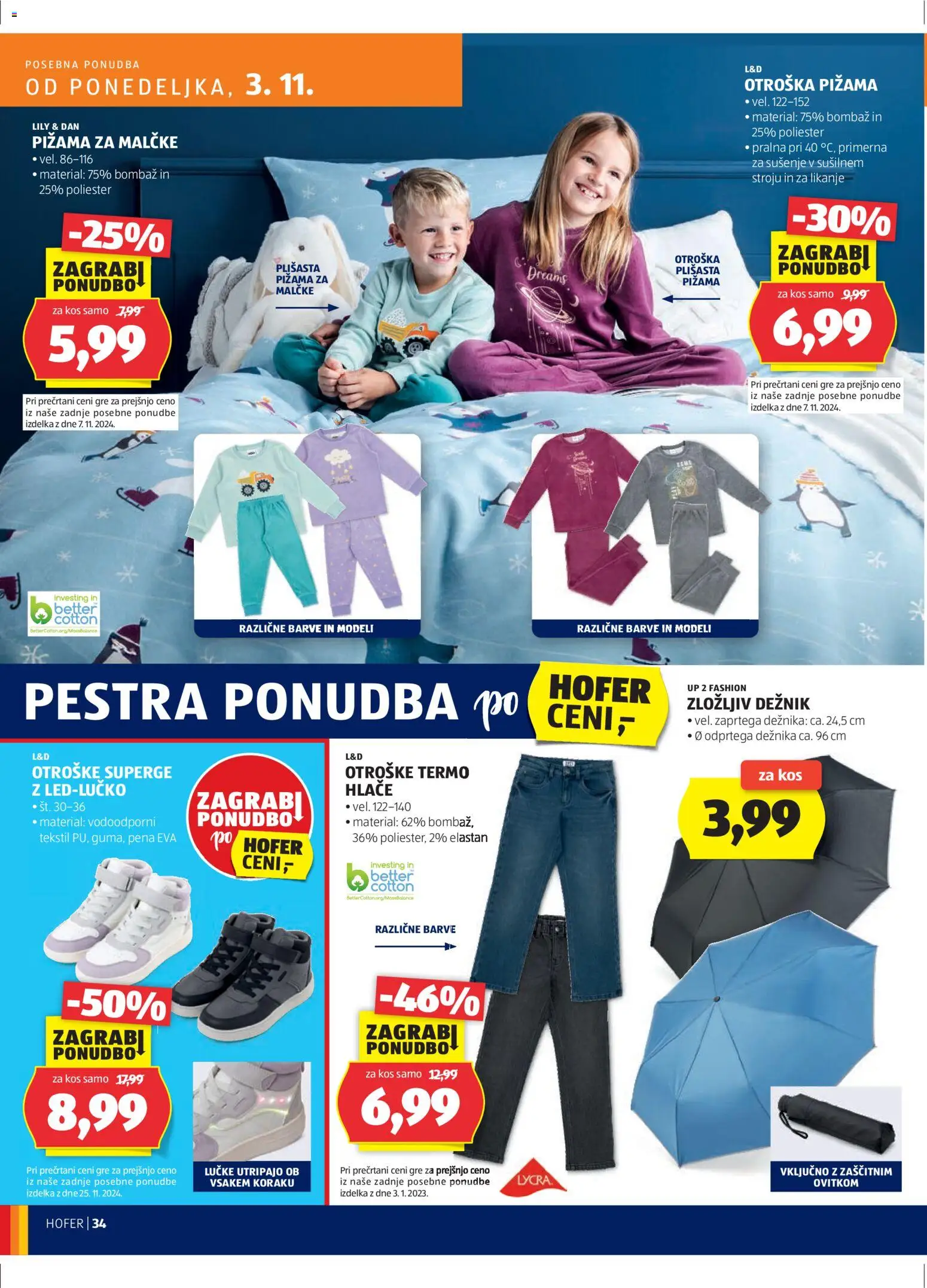 Novi Hofer katalog ponudbe – veljaven od 30.10.2025 | Stran: 34 | Izdelki: Pižama, Kos, Hlace, Deznik