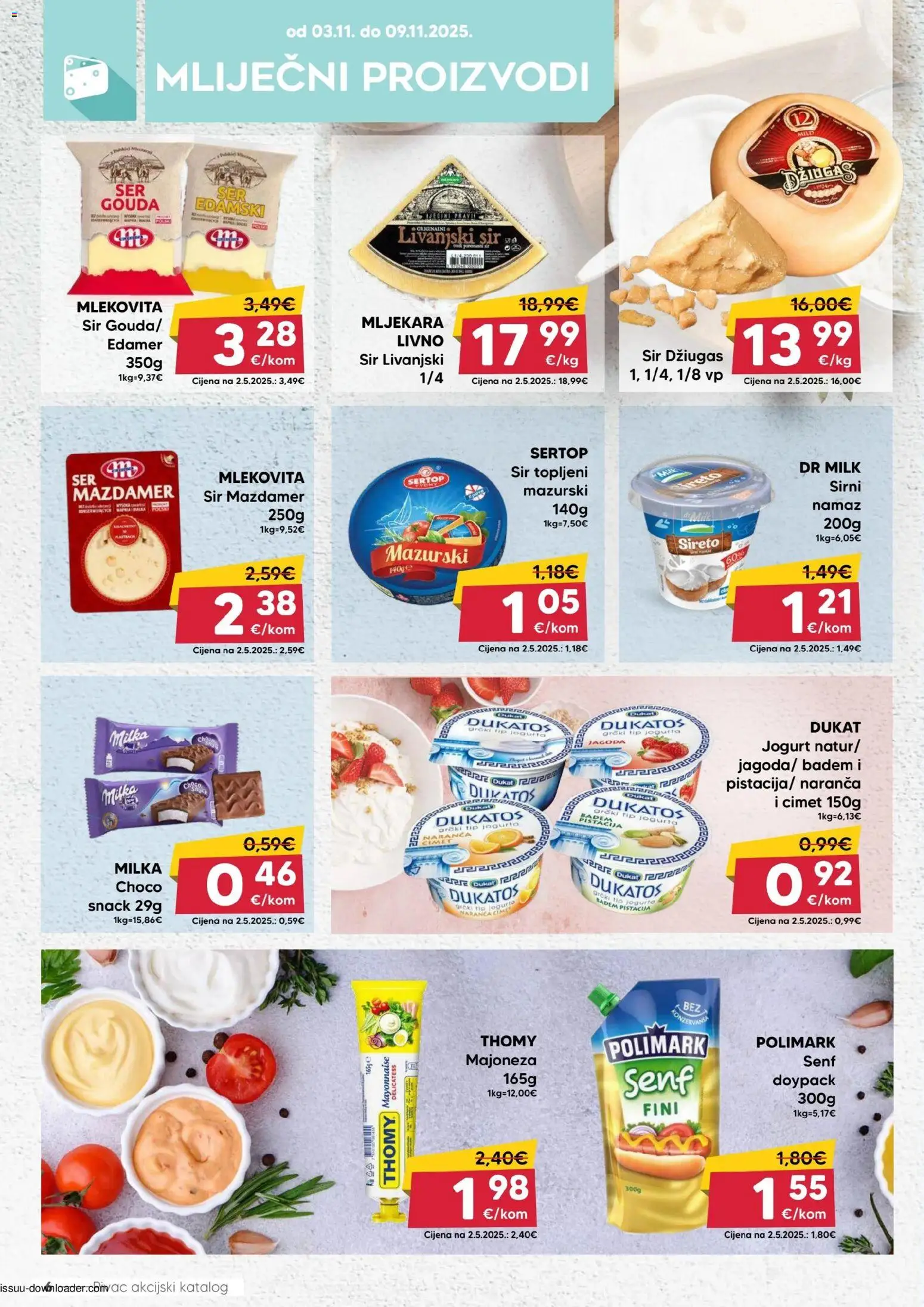 Pivac katalog | vrijedi od 03.11.2025 | Stranica: 6 | Proizvodi: Sir, Jogurt, Džiugas, Gouda