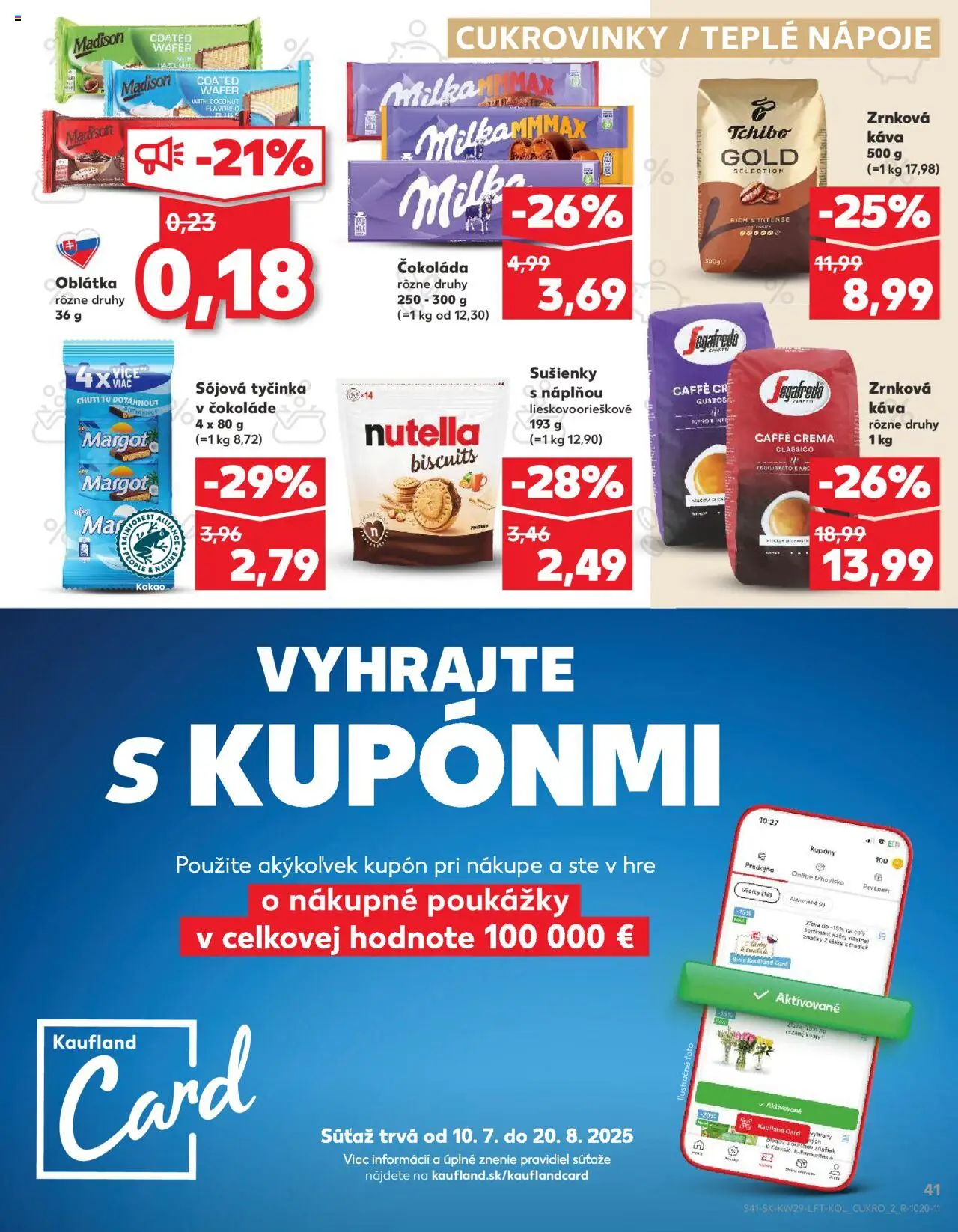 Kaufland Sereď │ platný od 17.07.2025 | Strana: 41 | Produkty: Milka, Nutella, Zrnková káva, Kakao
