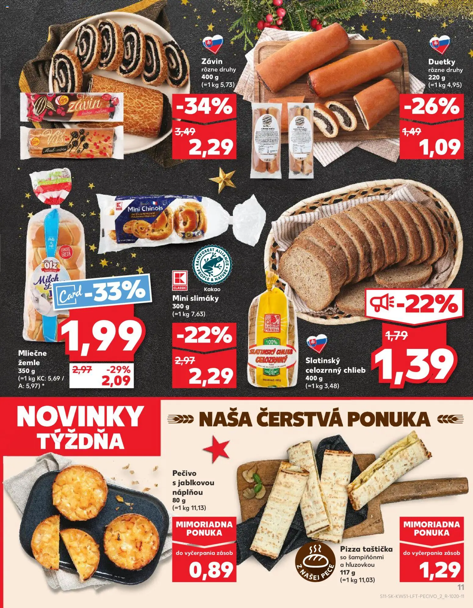 Nové Kaufland akcie – leták je platný od 18.12.2025 | Strana: 11 | Produkty: Pizza, Závin, Apple, Kakao