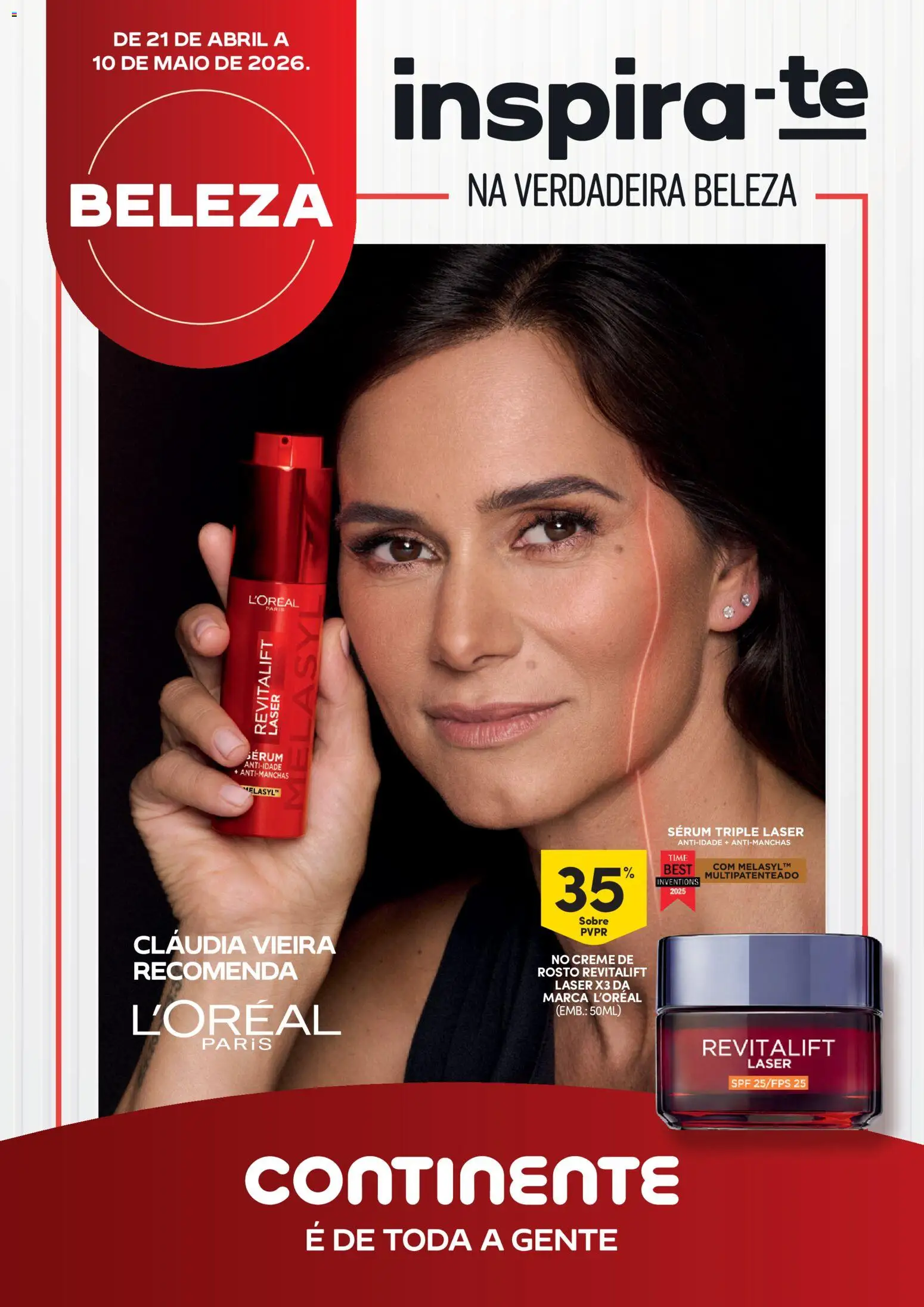 Continente Beleza Inspira-te na verdadeira beleza │ válido de 21.04.2026 | Página: 1 | Produtos: Sérum, Creme