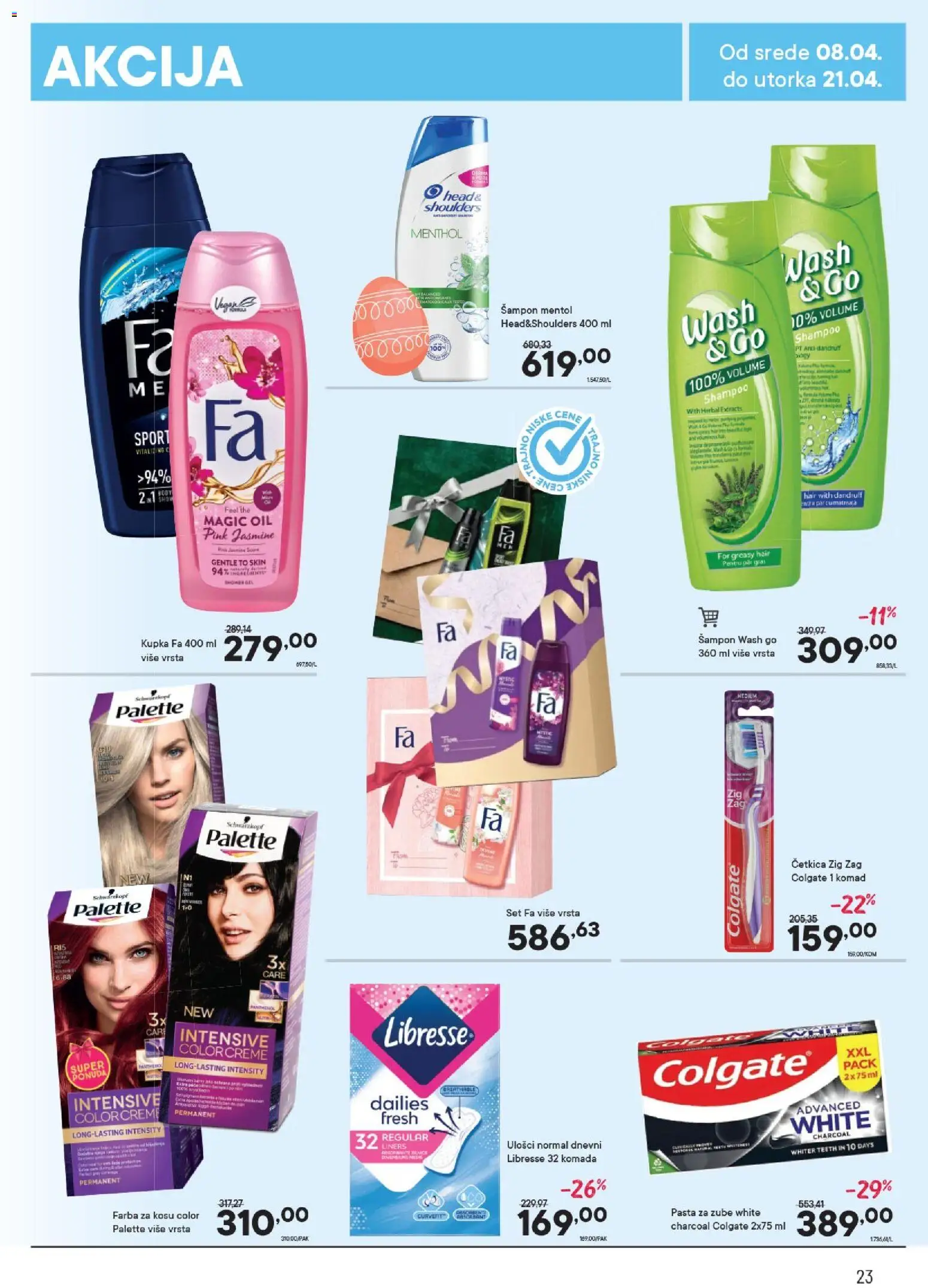 PerSu katalog - važi od 08.04.2026 | Strana: 23 | Proizvode: Colgate, Šampon, Farba za kosu, Pasta za zube