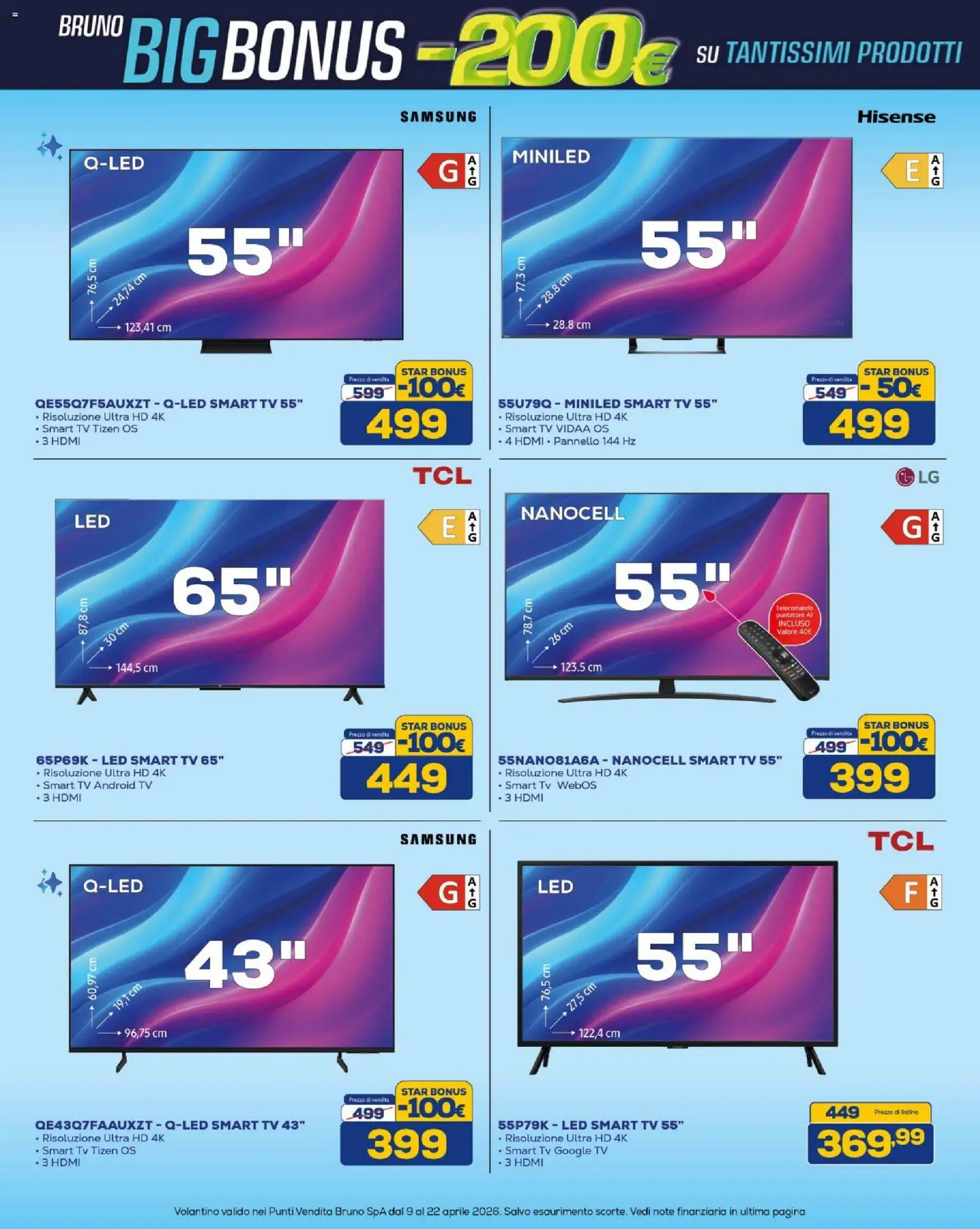 Volantino BRUNO del 09.04.2026 | Pagina: 5 | Prodotti: Telecomando, smart TV, TV, Samsung