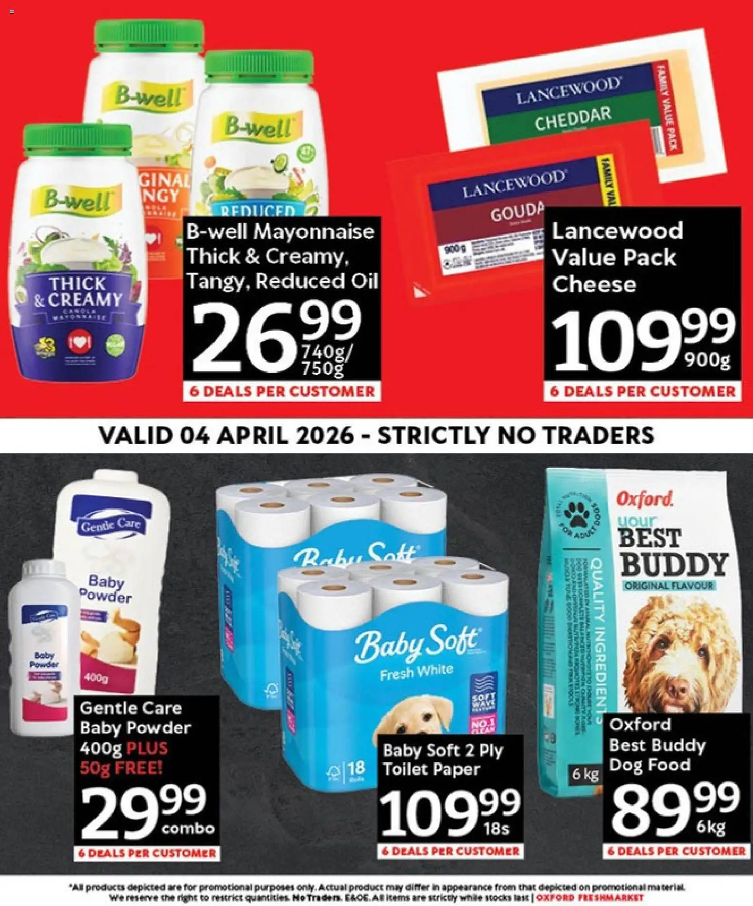 New Oxford Freshmarket catalogue – valid from 04.04.2026 | Page: 4 | Products: Paper, Mayonnaise, Toilet paper, Dog food