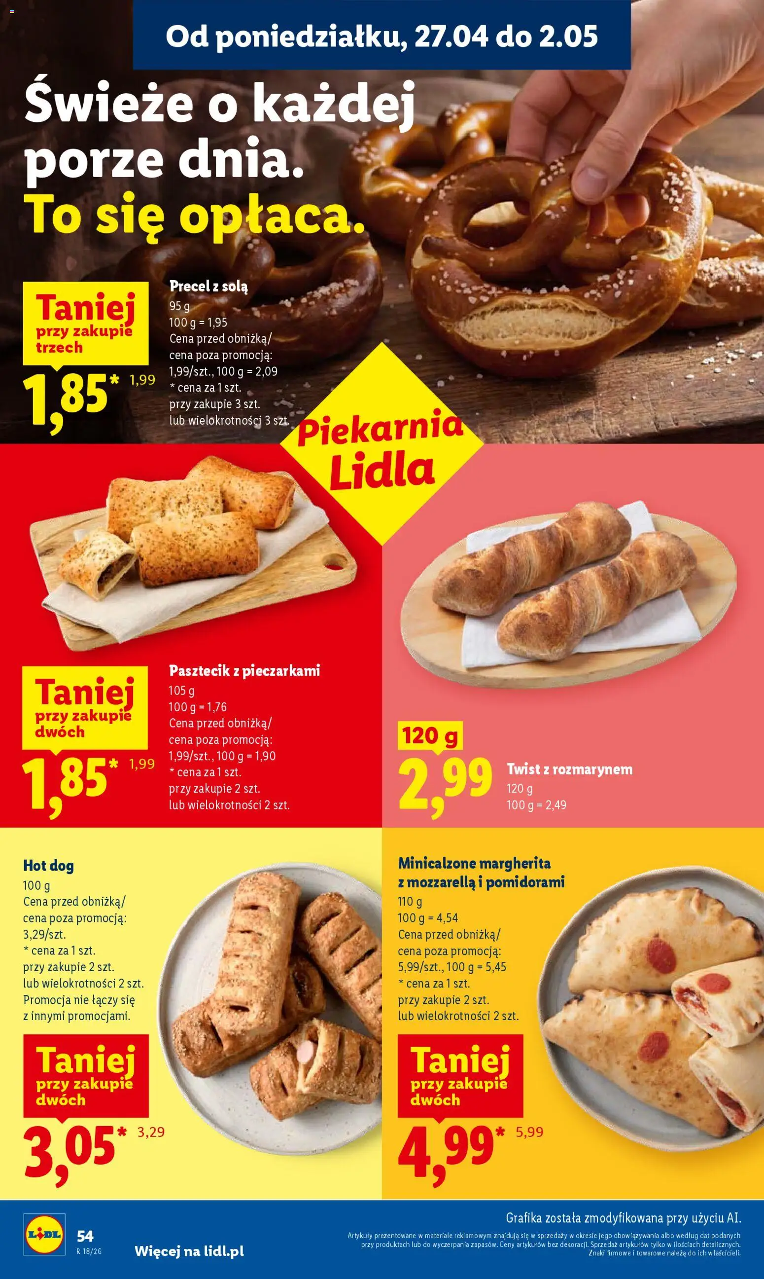 Lidl Polsko leták od 27.04.2026 | Strana: 54 | Produkty: Hot dog, Mozzarella
