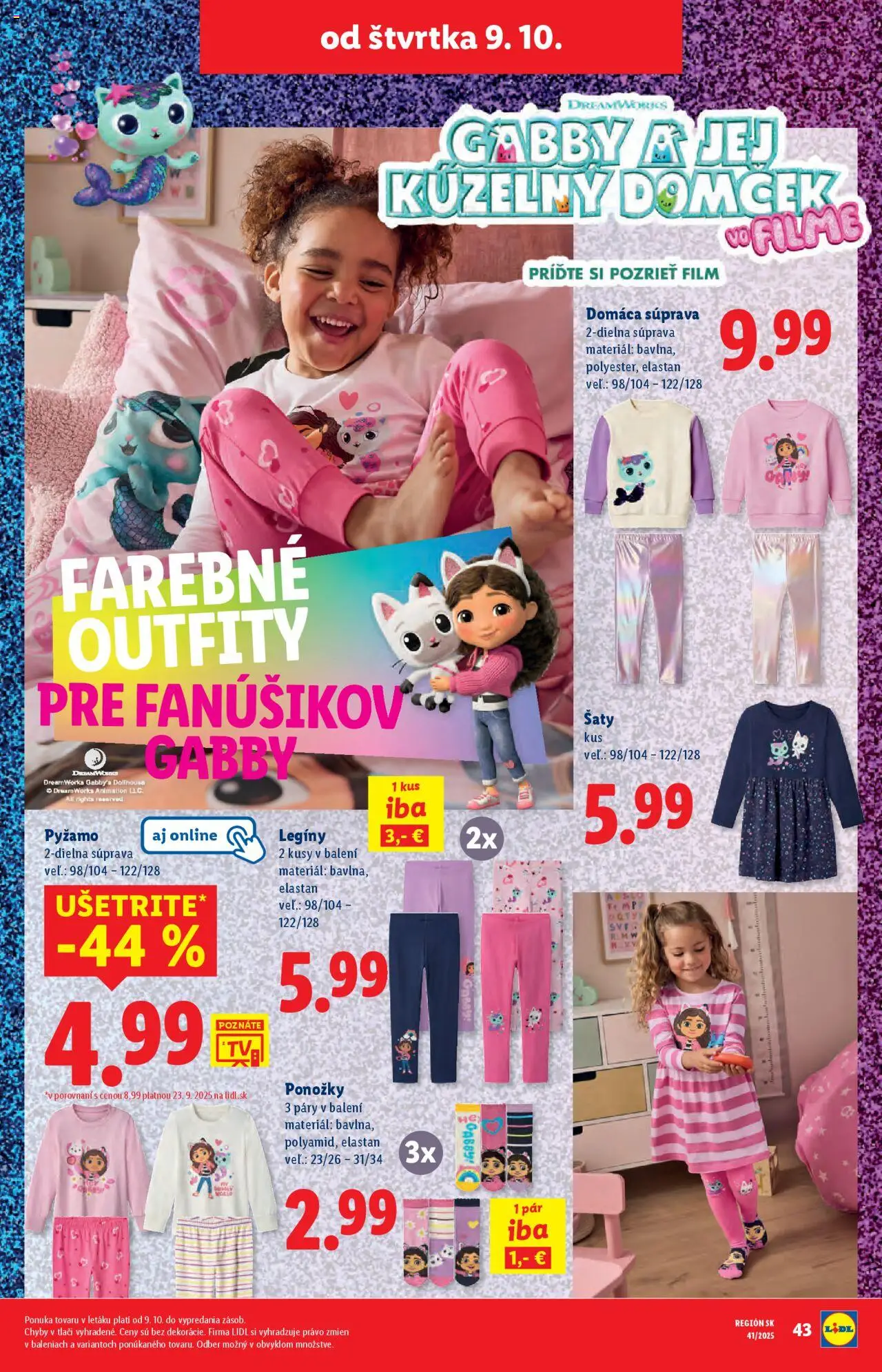 Nové Lidl akcie – leták je platný od 06.10.2025 | Strana: 87 | Produkty: Šaty, Ponožky, Pyžamo, Legíny