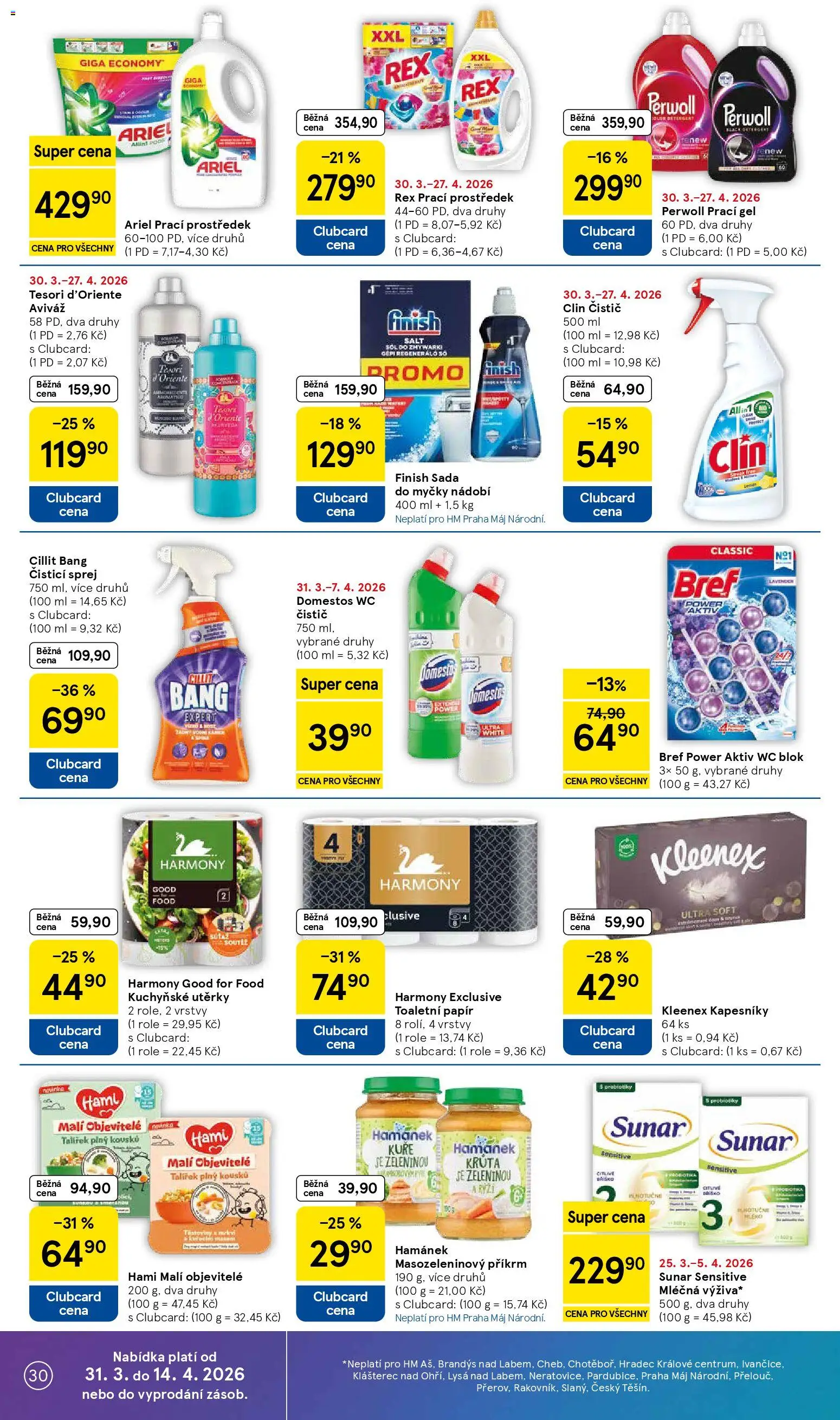 Tesco leták - Hypermarket od 31.03.2026 | Strana: 30 | Produkty: Aviváž, Tesori d'Oriente, Clin, Kuchyňské utěrky