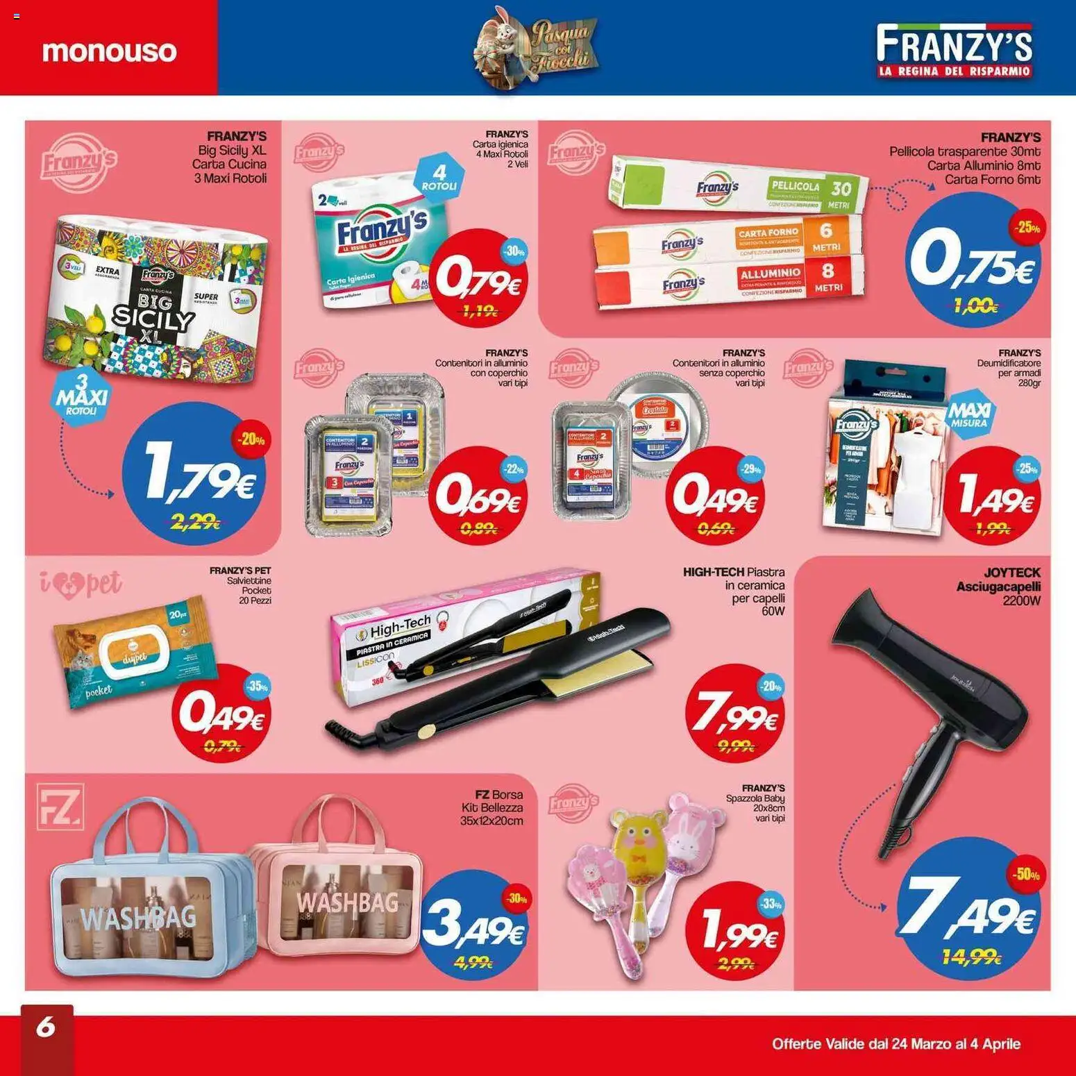 Volantino Franzy's del 24.03.2026 | Pagina: 6 | Prodotti: Carta igienica, Deumidificatore, Alluminio, Carta forno