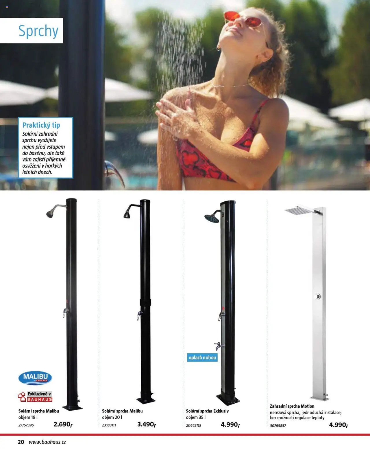 Bauhaus katalog Bazény a vířivky od 26.06.2025 | Strana: 20 | Produkty: Sprcha, Solární sprcha, Zahradní sprcha, Malibu