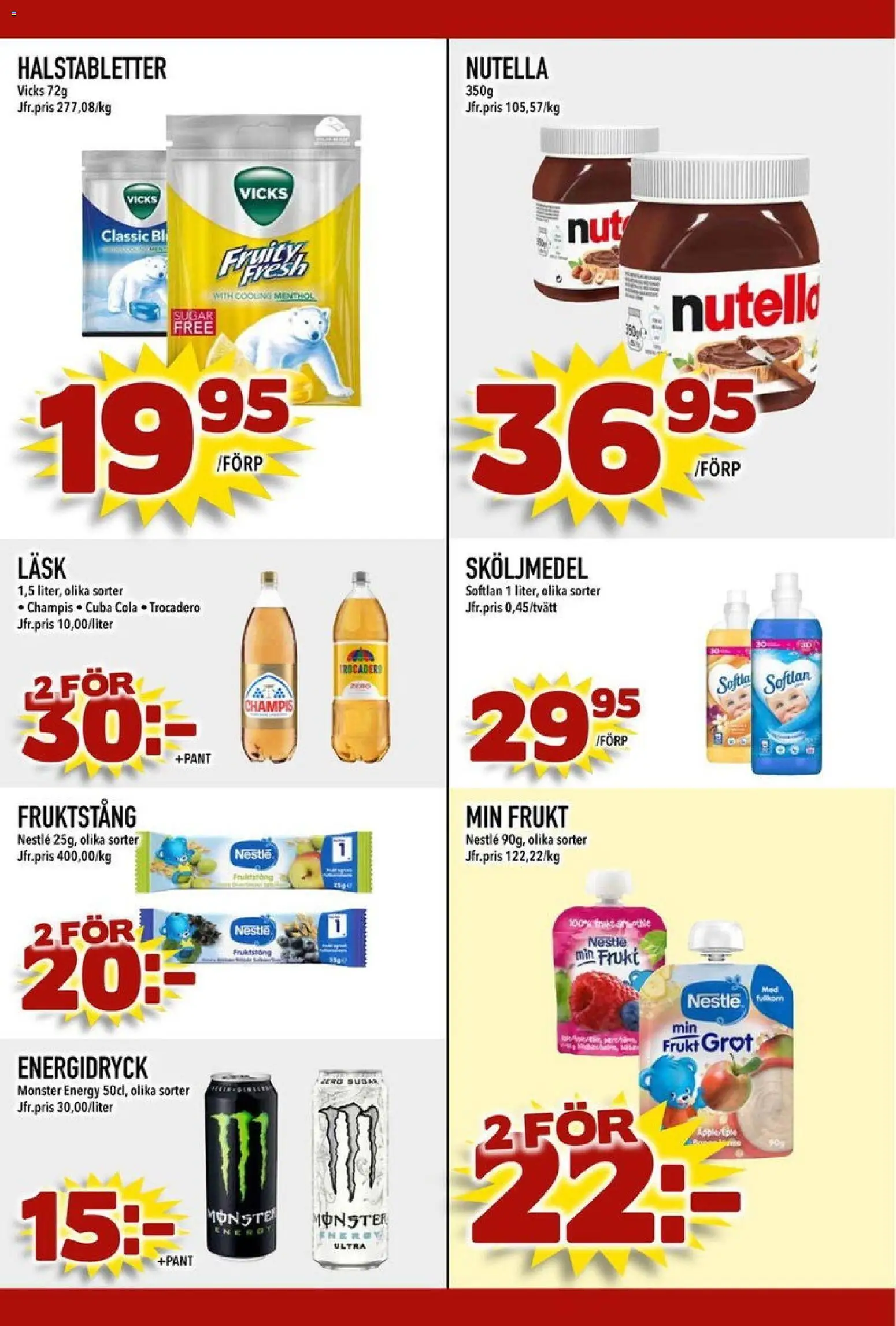 Din Mat reklamblad aktuell från 19.01.2026 | Sida: 7 | Produkter: Halstabletter, Sköljmedel, Energidryck