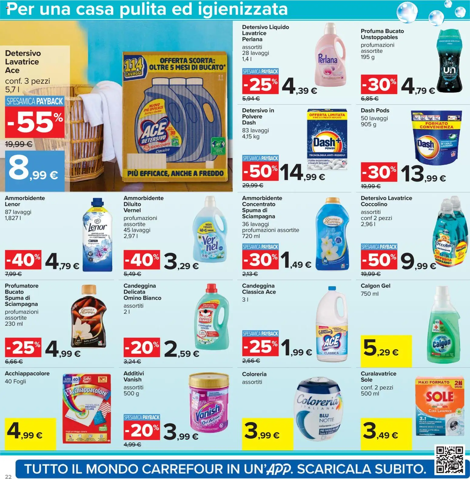 Volantino Carrefour del 02.01.2026 | Pagina: 22 | Prodotti: Ammorbidente, Candeggina, Lavatrice