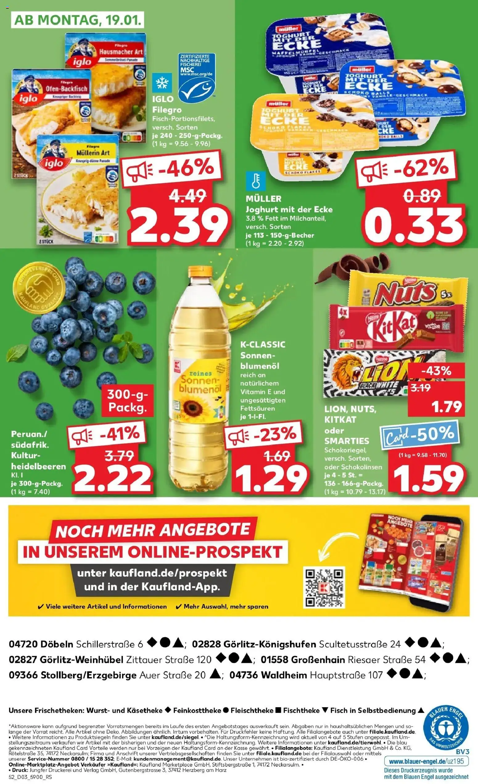 Kaufland prospekt Großenhain	 – gültig ab 15.01.2026 | Seite: 52 | Produkte: Iglo, Smarties, Heidelbeeren, Wurst