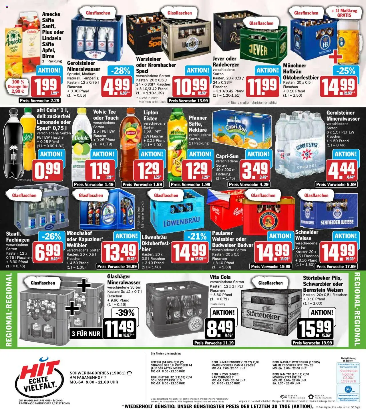 HIT - Wochenprospekt – gültig ab 08.09.2025 | Seite: 18 | Produkte: Weißbier, Volvic tee, Jever, Krombacher