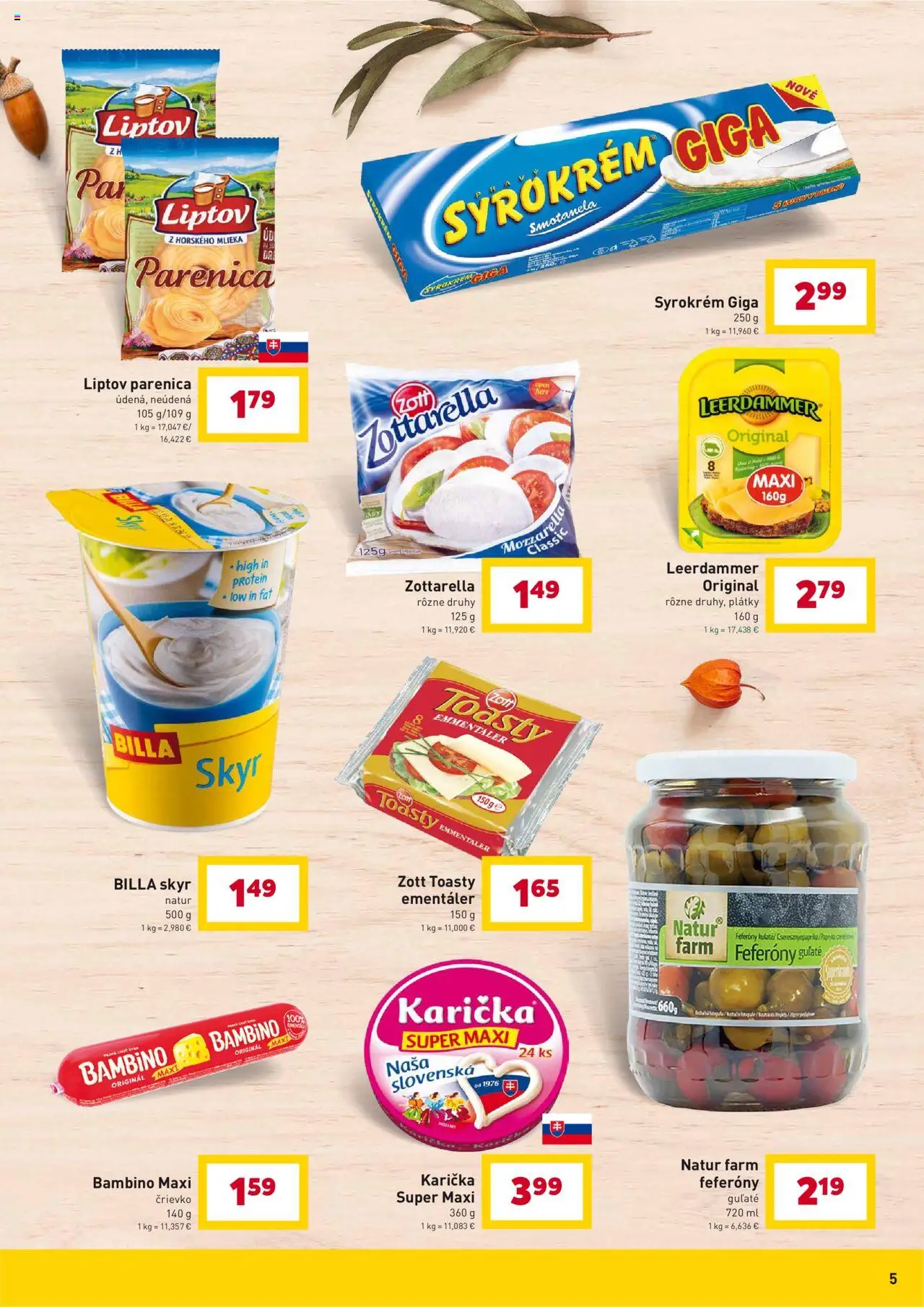 Nové Billa akcie – leták je platný od 10.09.2025 | Strana: 5 | Produkty: Mozzarella, Skyr, Protein