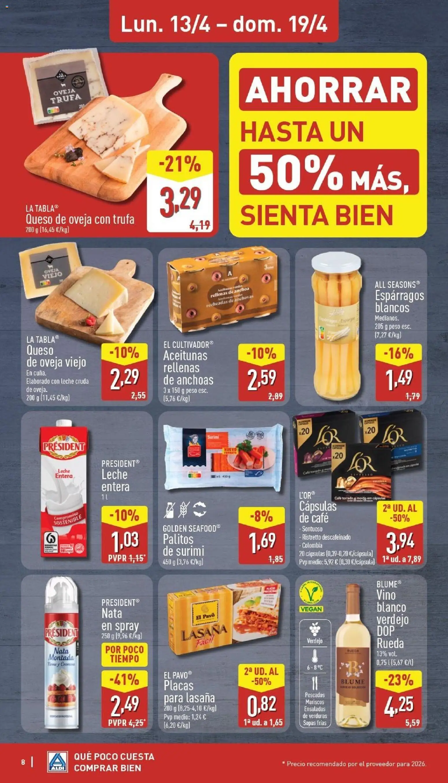 Aldi folleto Baleares │ válido desde el 13.04.2026 | Página: 8 | Productos: Νερό καρύδας, Lasaña, Κλειδαριά της πόρτας, Anchoa