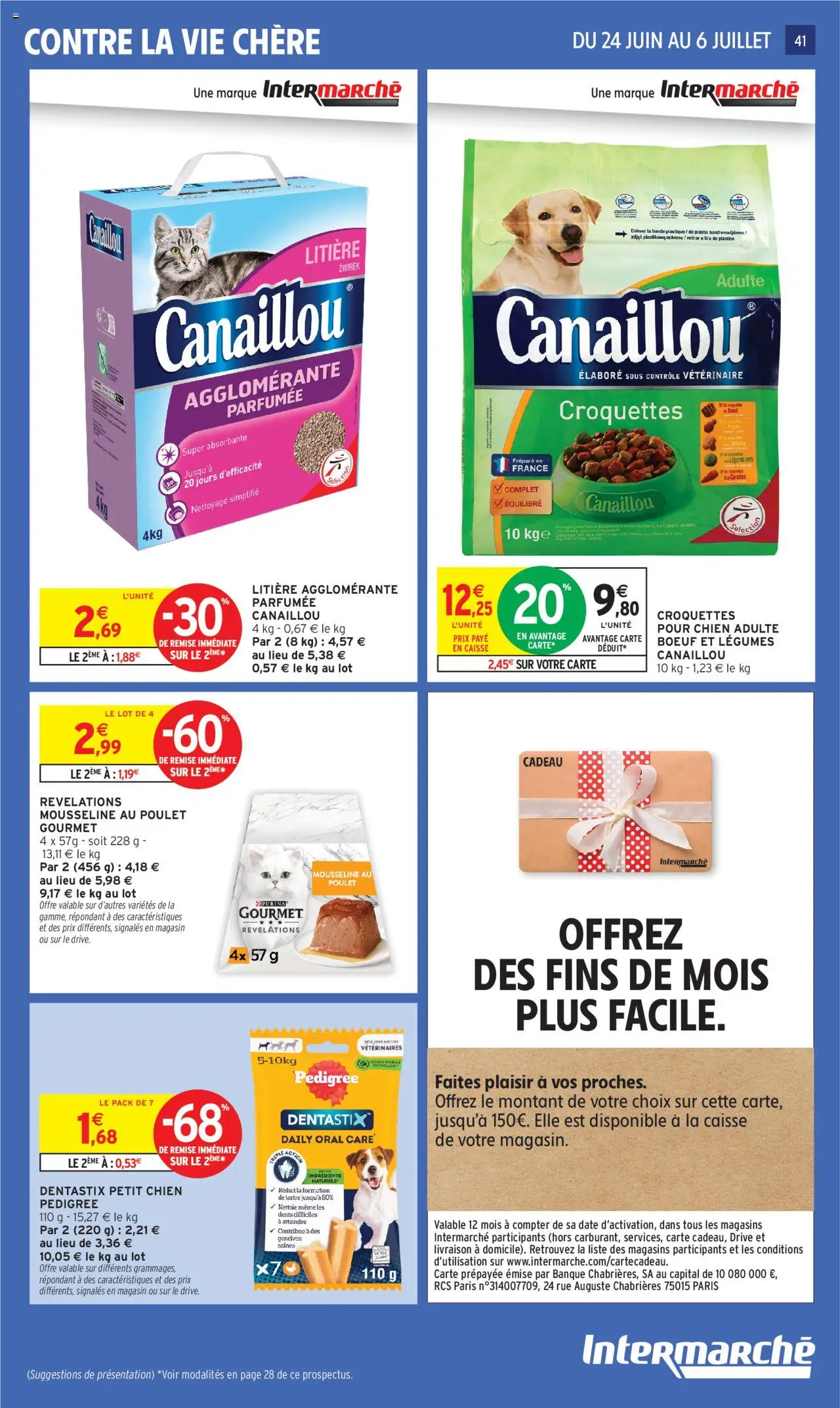 | Page: 43 | Produits: Croquettes pour chien adulte, Carottes, Litière agglomérante, Croquettes pour chien