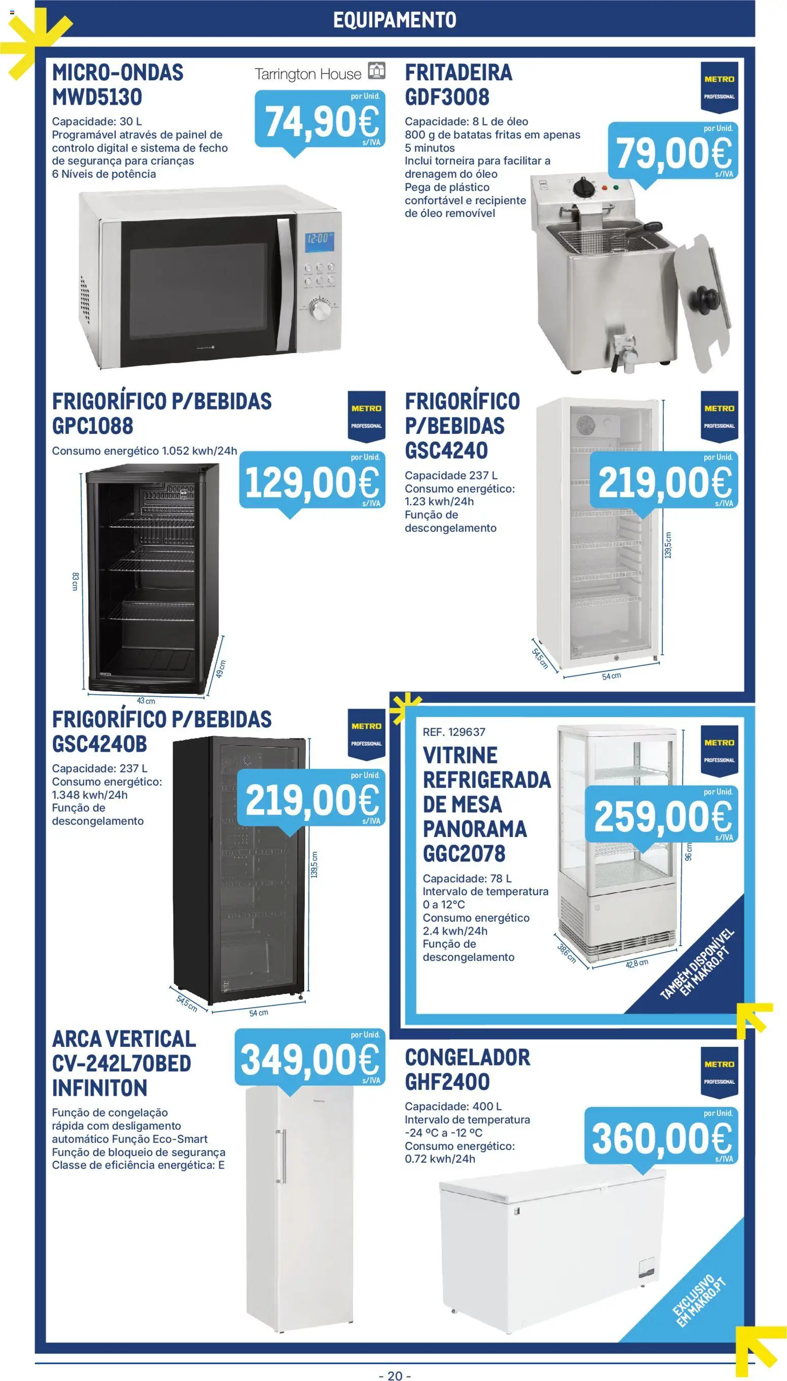 Makro folheto │ válido de 23.12.2025 | Página: 20 | Produtos: Frigorífico, Torneira, Mesa, Batatas fritas