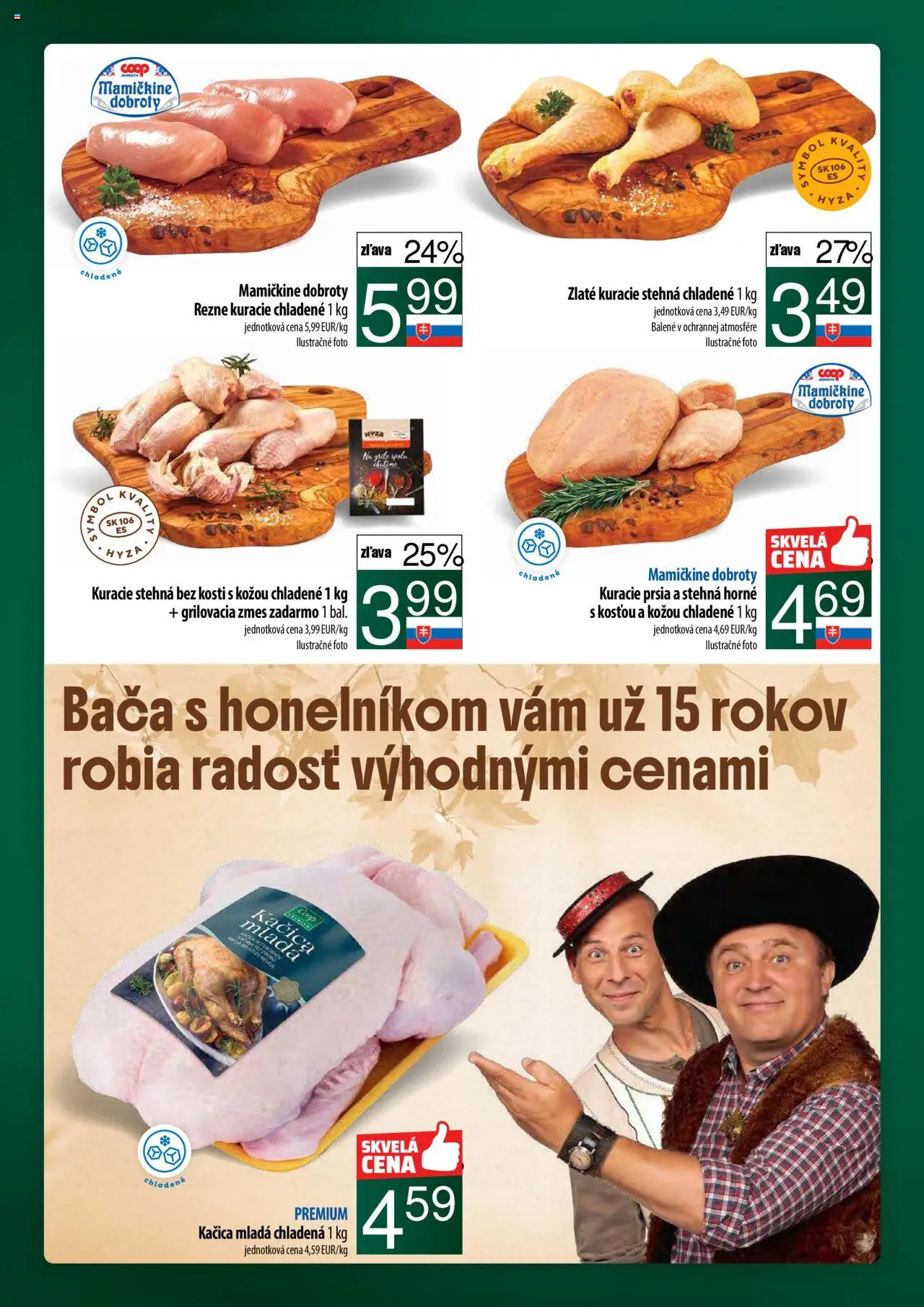 Nové COOP Jednota akcie – leták je platný od 11.09.2025 | Strana: 6 | Produkty: Kačica, Kuracie prsia, Kuracie stehná