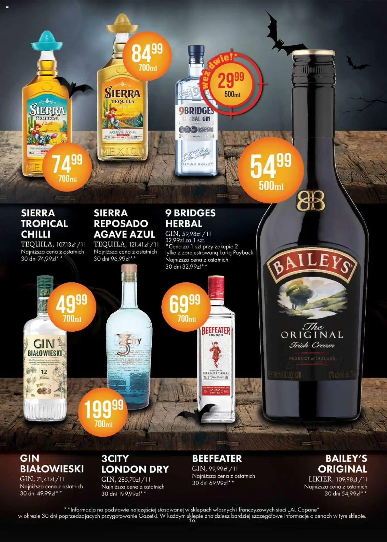 Al.Capone Gazetka od 13.10.2025 | Strona: 16 | Produkty: Baileys, Karta, Tequila, Beefeater