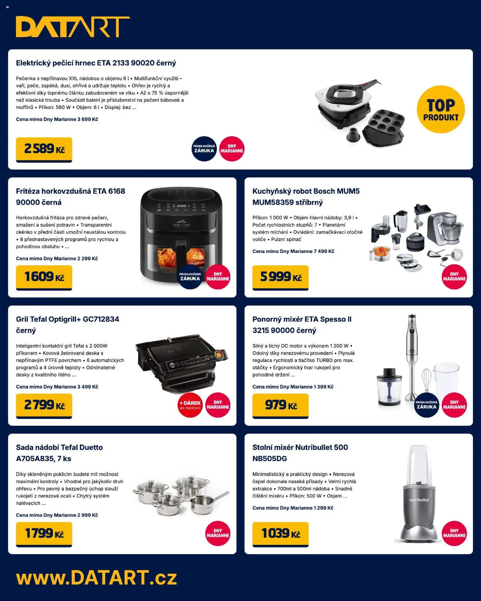 Datart leták od 17.04.2026 | Strana: 14 | Produkty: Kuchyňský robot, Sada nádobí, Gril, Stolní mixér