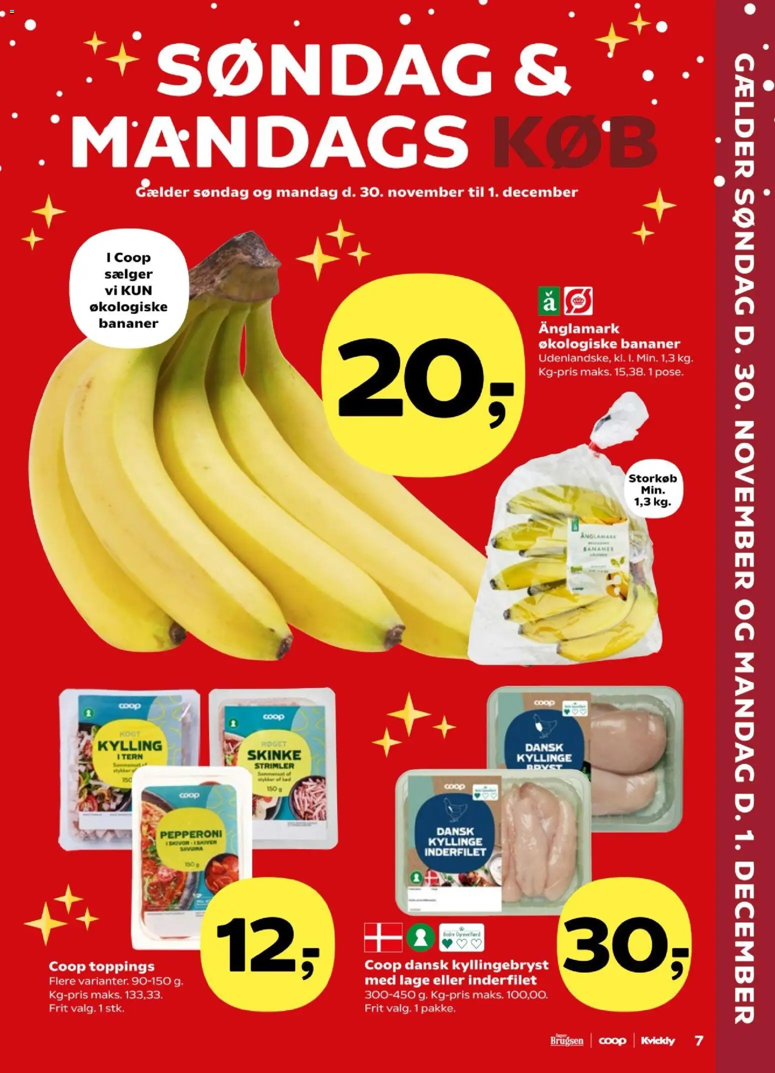 Super Brugsen tilbudsavis – gyldig fra 28.11.2025 | Side: 7 | Produkter: Skinke, Bananer