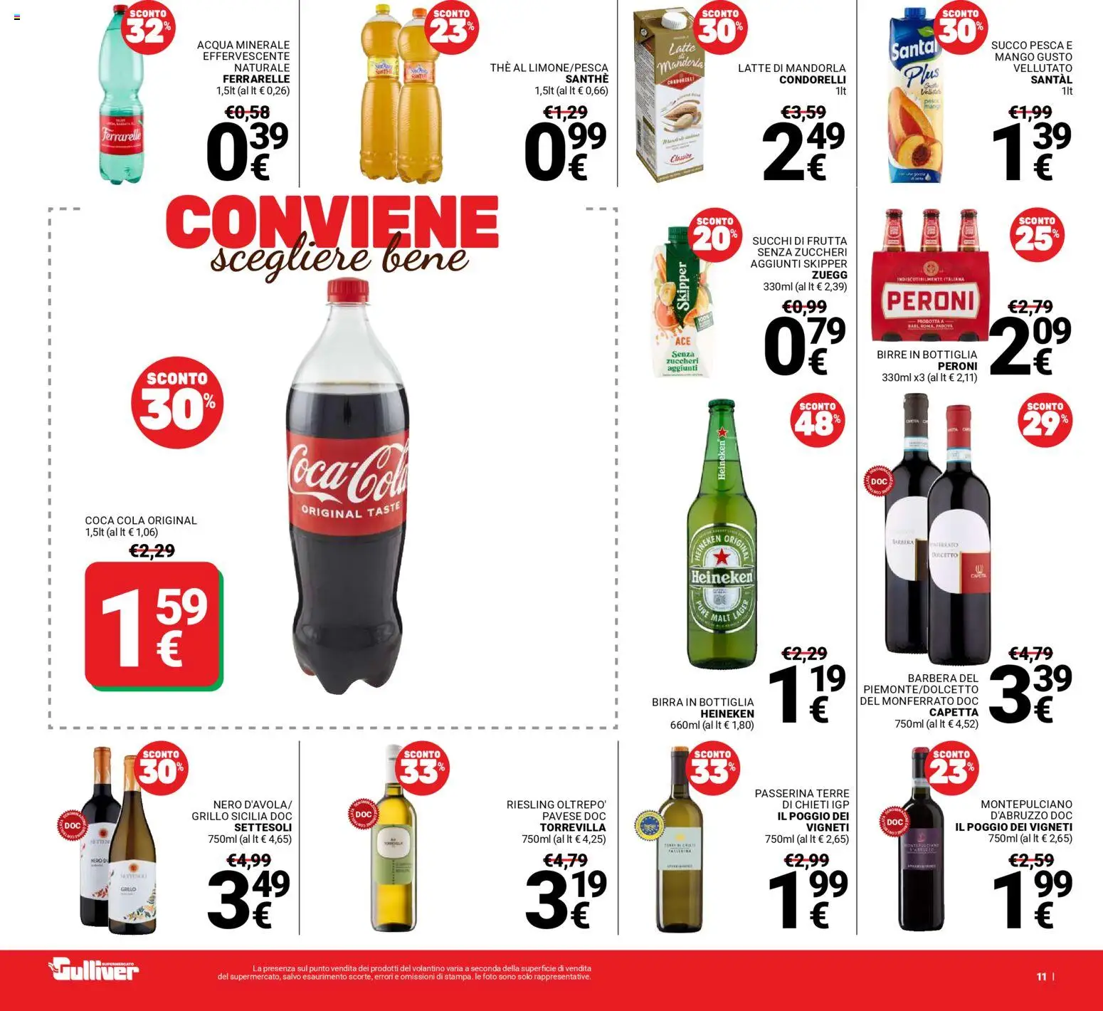 Volantino Gulliver del 13.01.2026 | Pagina: 11 | Prodotti: Pesca, The, Ferrarelle, Coca Cola