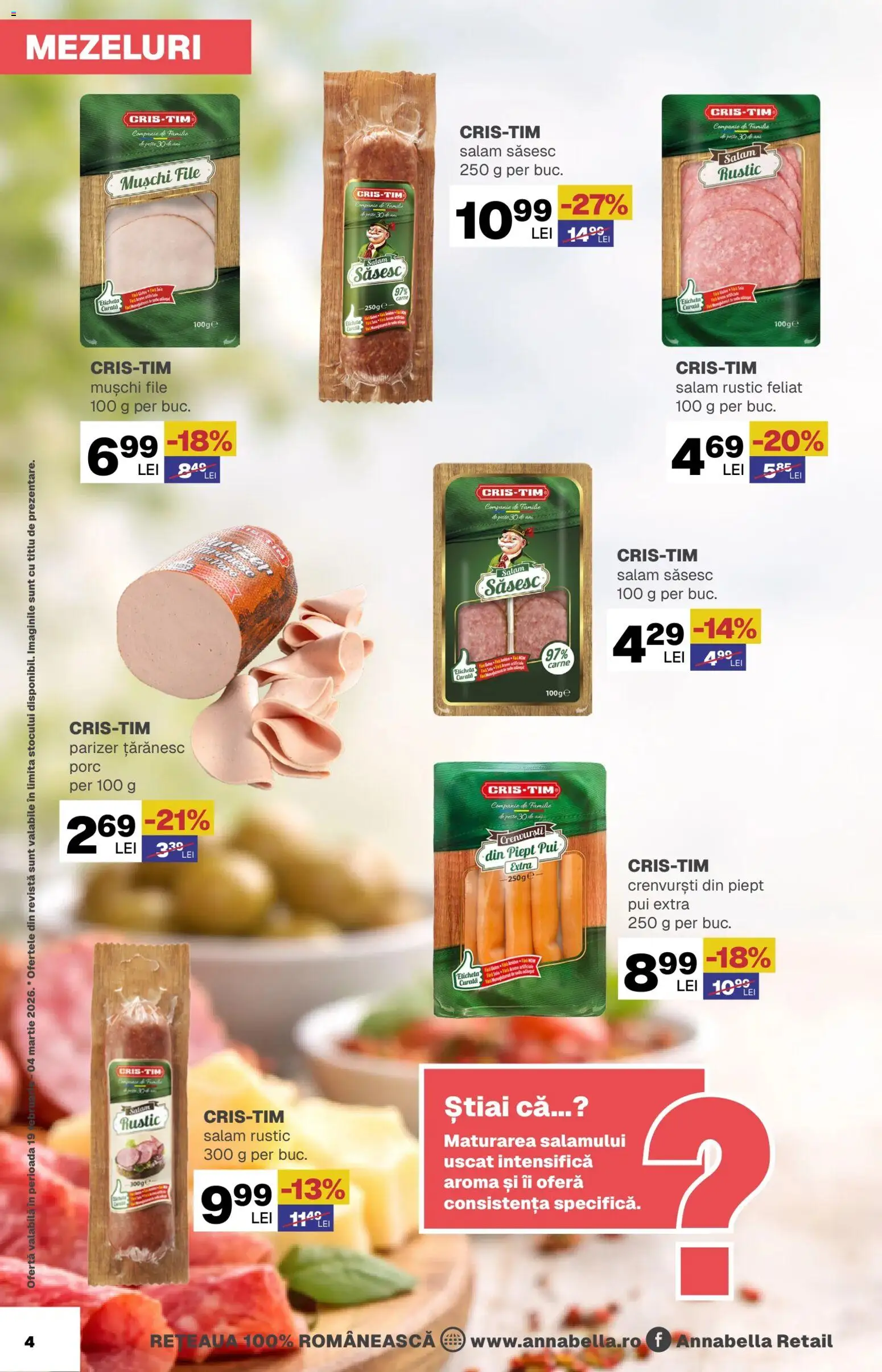 Noul catalog Annabella – valabil de la 19.02.2026 | Pagină: 4 | Produse: Hacıyatmaz Kedi Oyuncağı, Crenvurști, Salam, Parizer