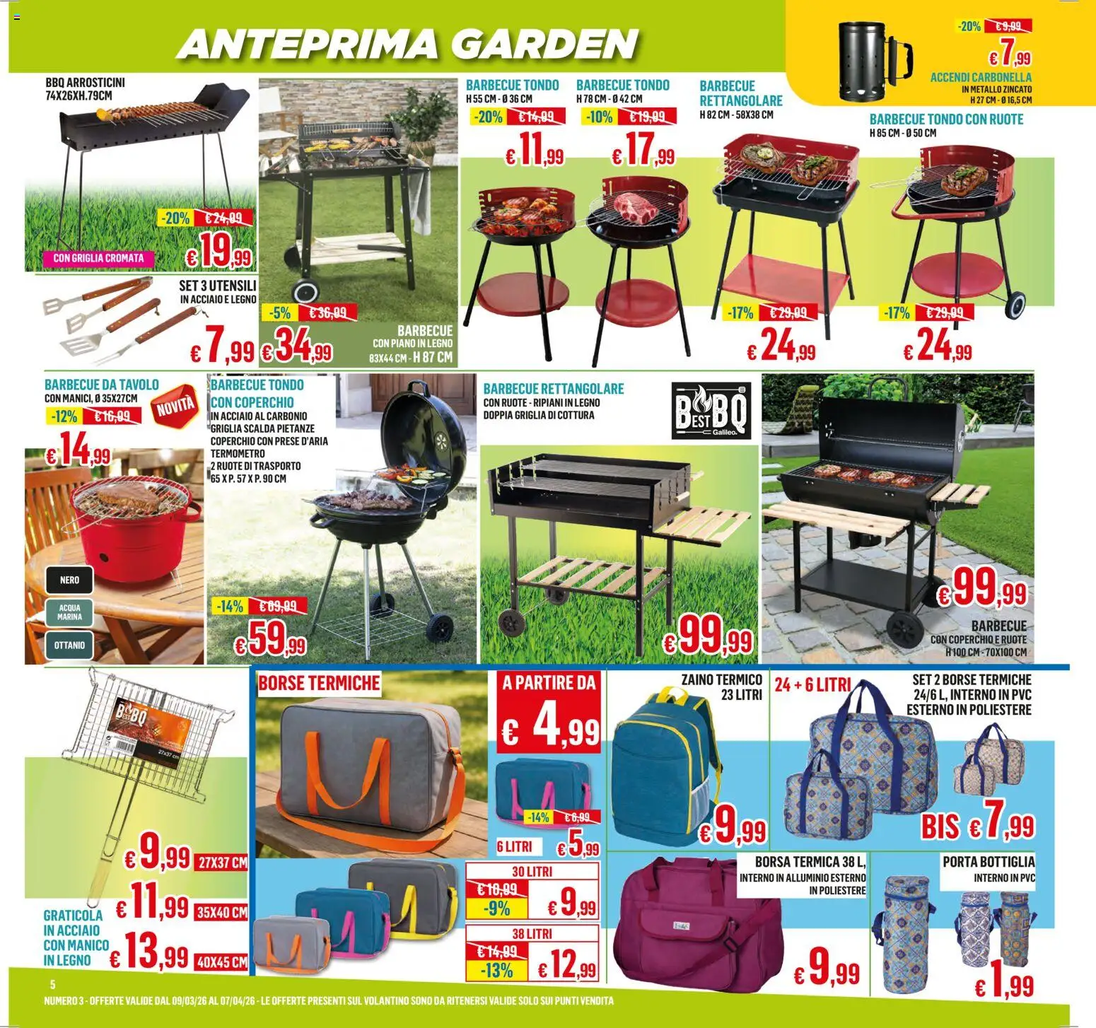 Volantino Satur del 09.03.2026 | Pagina: 5 | Prodotti: Barbecue, Borsa, Alluminio, Tavolo