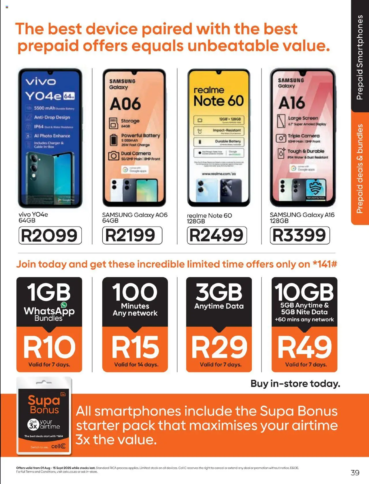 Cell C - Contract Deals │ valid from 01.08.2025 | Page: 39 | Products: Data, Cable, Stock, Water