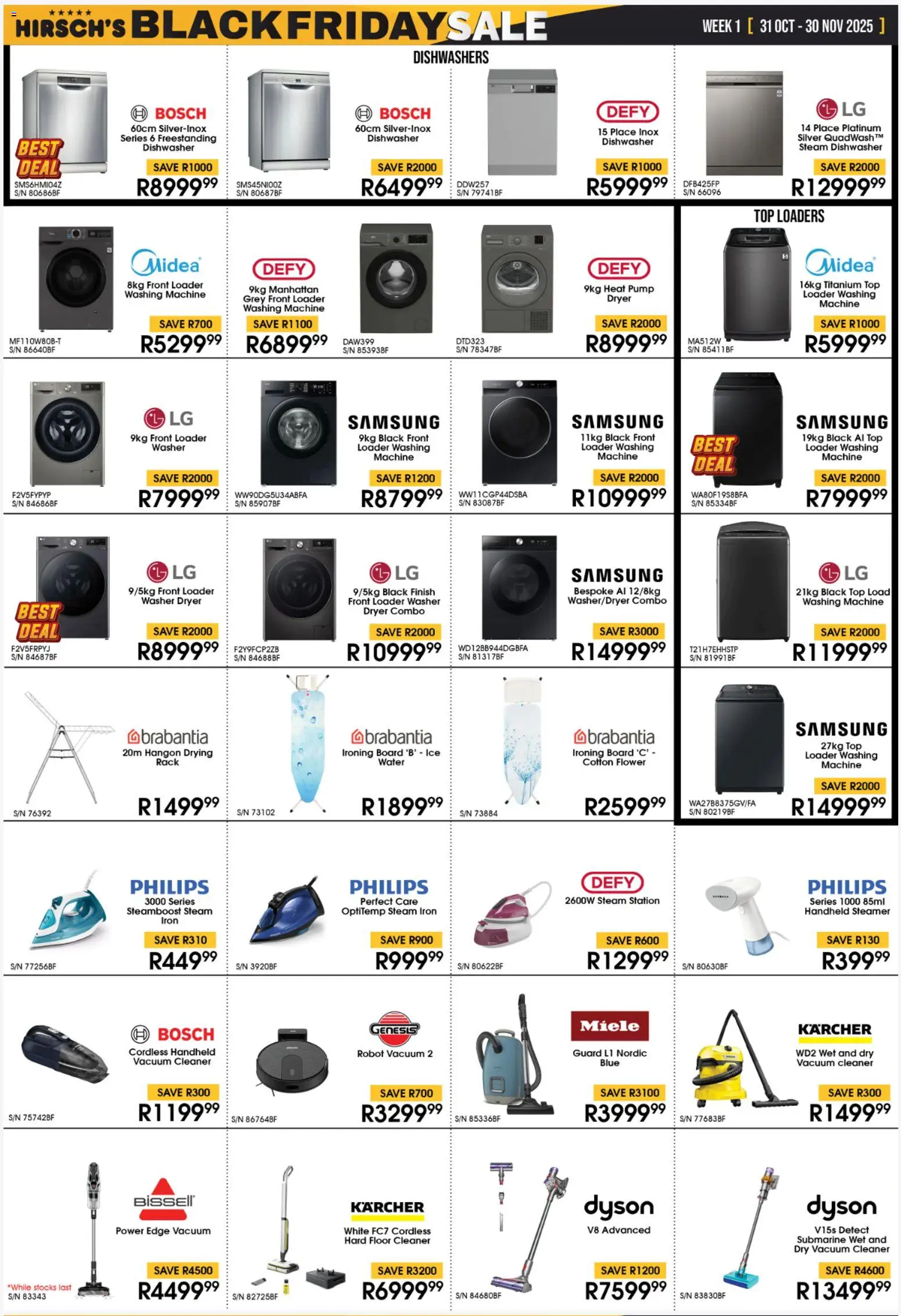 New Hirsch's catalogue – valid from 31.10.2025 | Page: 11 | Products: Washing machine, Vacuum cleaner, Iron, Ironing board