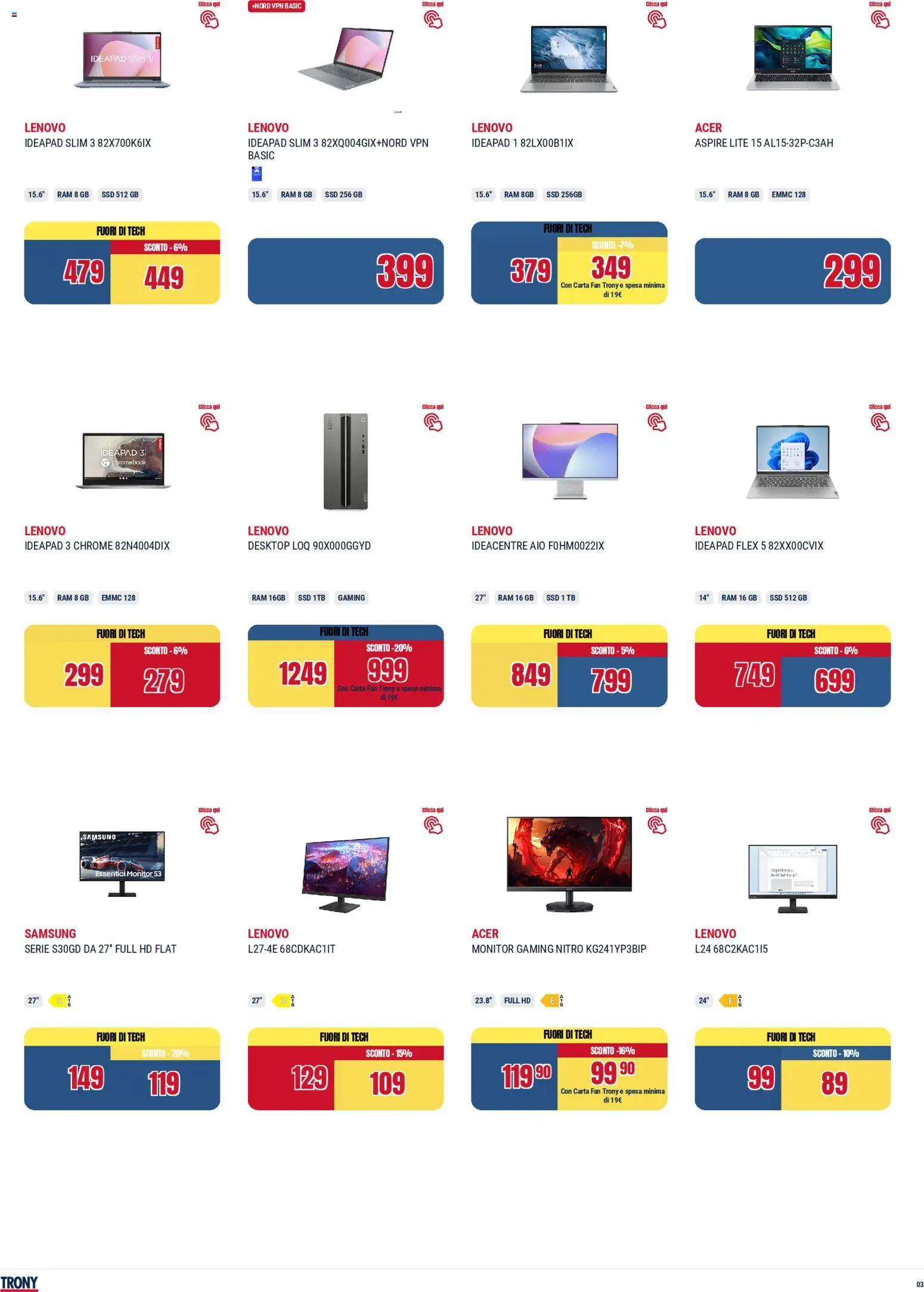 Volantino Trony del 28.04.2026 | Pagina: 3 | Prodotti: Monitor, Fan, Samsung
