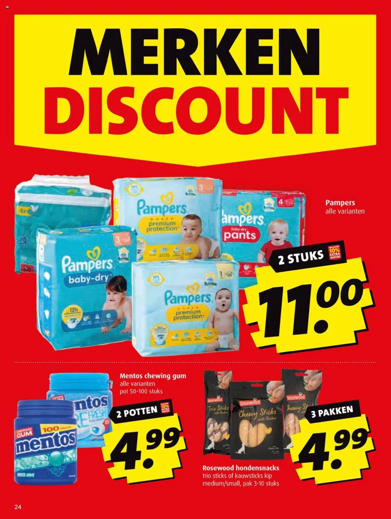 {H1} | Pagina: 24 | Producten: Gum, Pot, Pampers, Kip