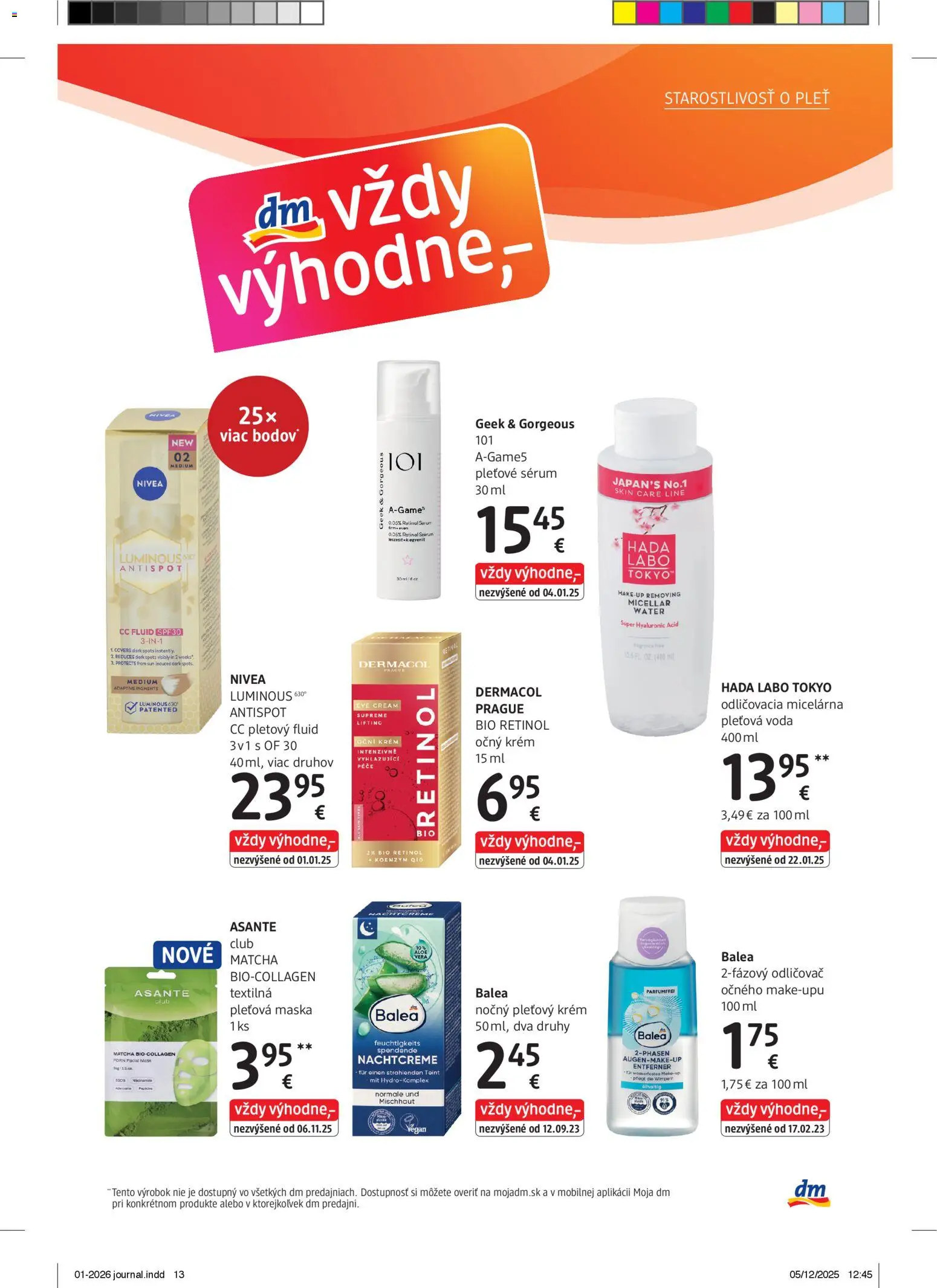 Nové dm drogerie akcie – leták je platný od 01.01.2026 | Strana: 13 | Produkty: Nivea, Maska, Krém, Voda