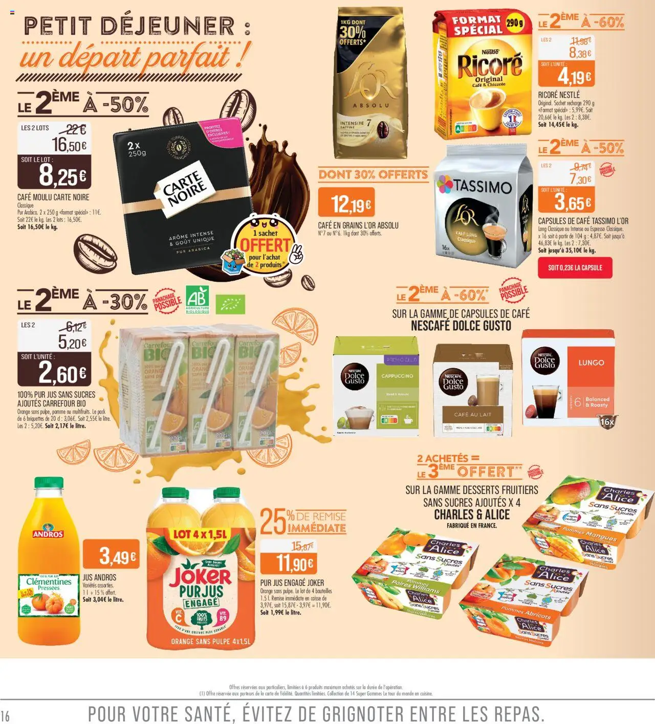 | Page: 16 | Produits: Pomme, Ricoré, Café en grains, Lait