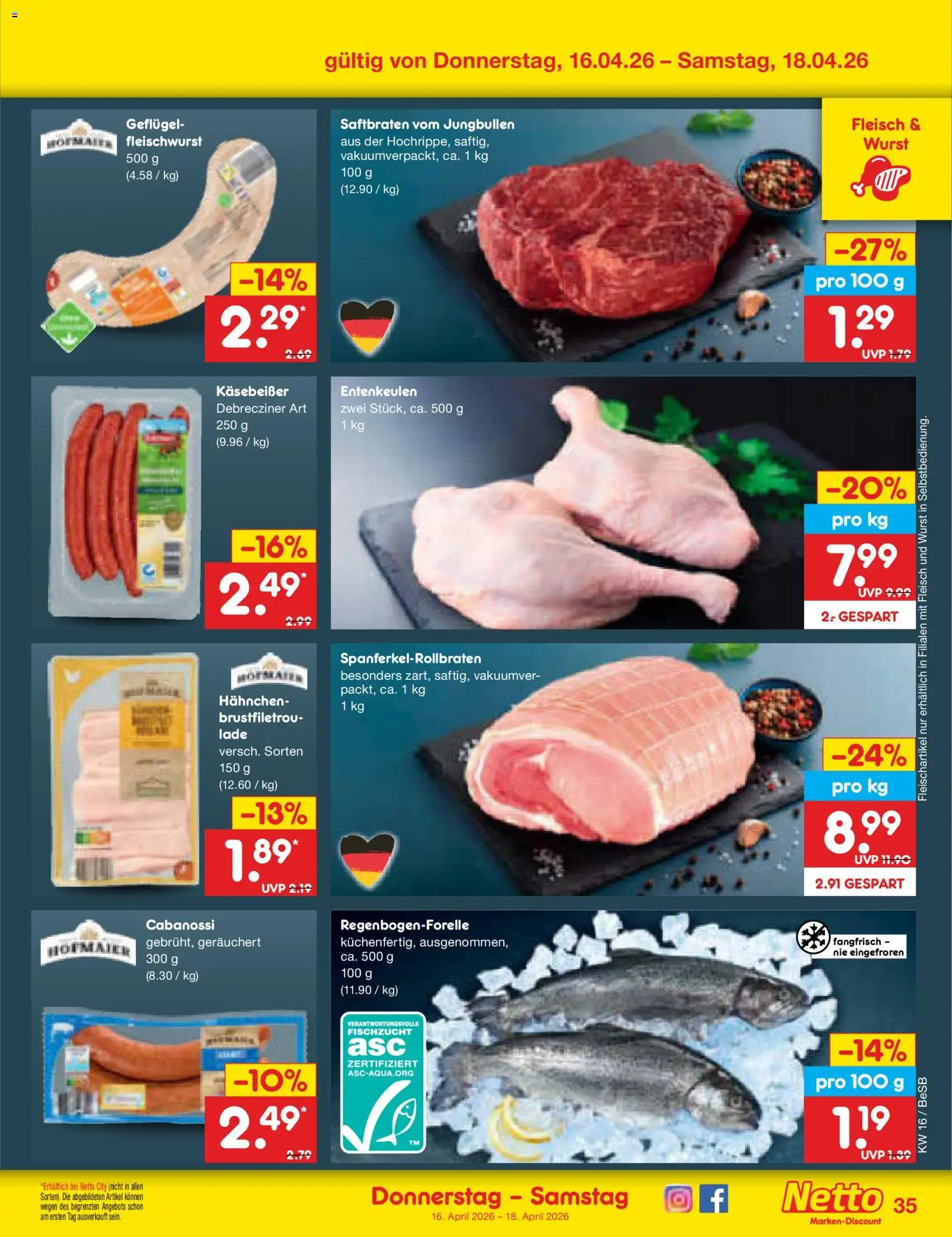 Netto Marken-Discount Prospekt 	 – gültig ab 13.04.2026 | Seite: 53 | Produkte: Hahnchen, Wurst, Fleisch