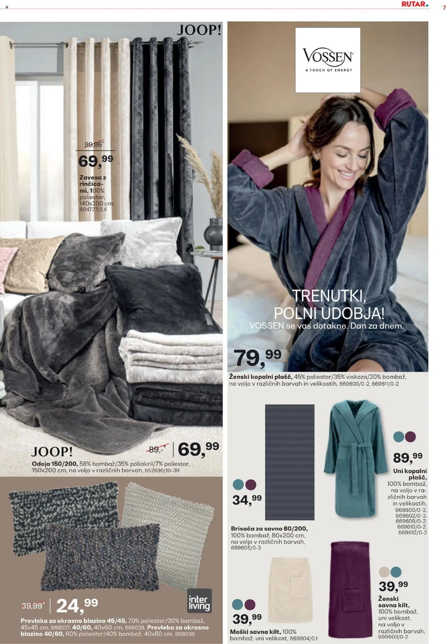 Novi Rutar katalog ponudbe – veljaven od 10.12.2025 | Stran: 7 | Izdelki: Brisača, Prevleka, Odeja