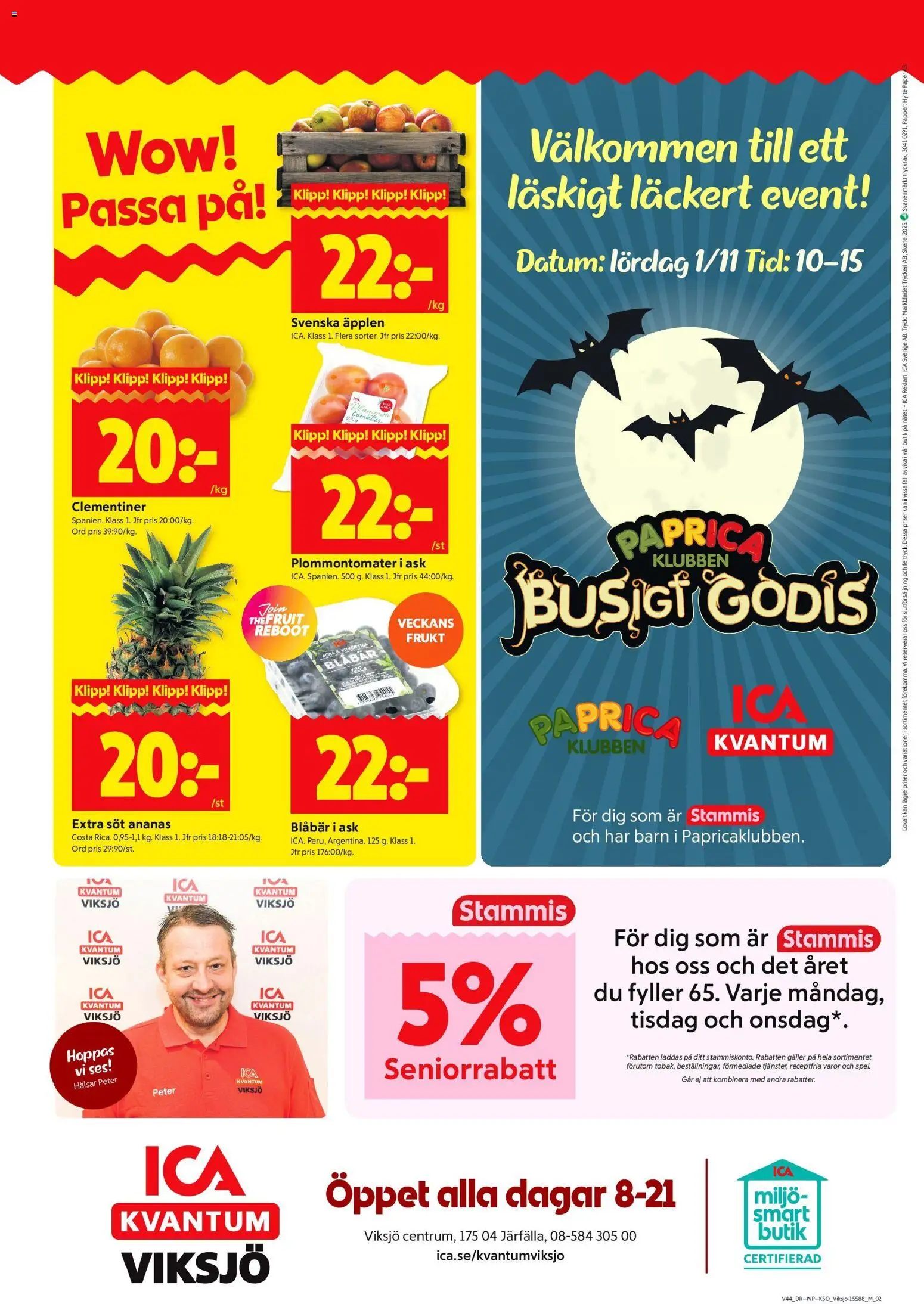 ICA Kvantum reklamblad aktuell från 27.10.2025 | Sida: 10 | Produkter: Galler, Tomater, Ananas, Blåbär
