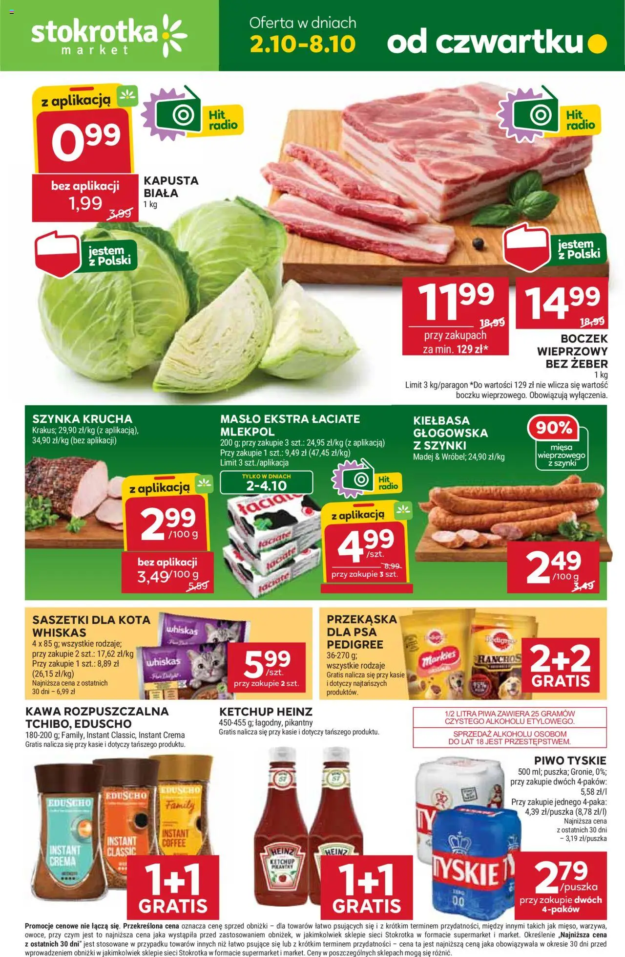 Stokrotka Gazetka - Market od 02.10.2025 | Strona: 1 | Produkty: Kiełbasa, Pedigree, Masło, Piwo