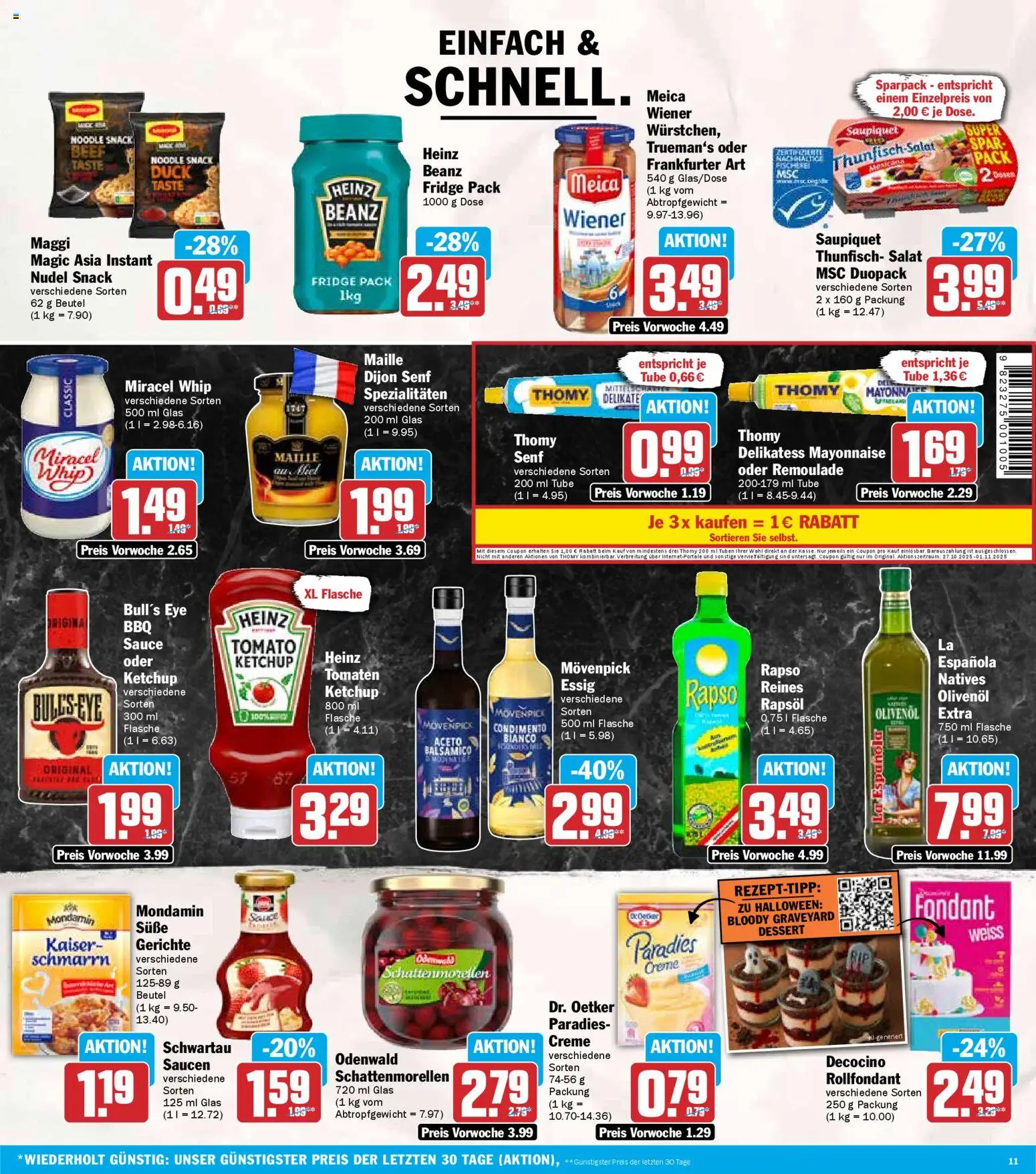 HIT - Sachsen – gültig ab 27.10.2025 | Seite: 11 | Produkte: Thunfisch, Essig, Miracel whip, Mayonnaise