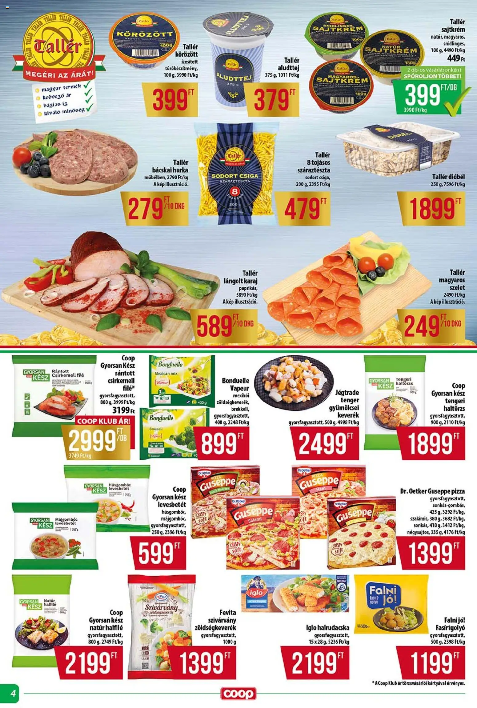 COOP akciós ujság - amely érvényes a következő dátumtól: 13.11.2025 | Oldal: 4 | Termékek: Margarin, Hurka, Csirkemell, Halrudacska