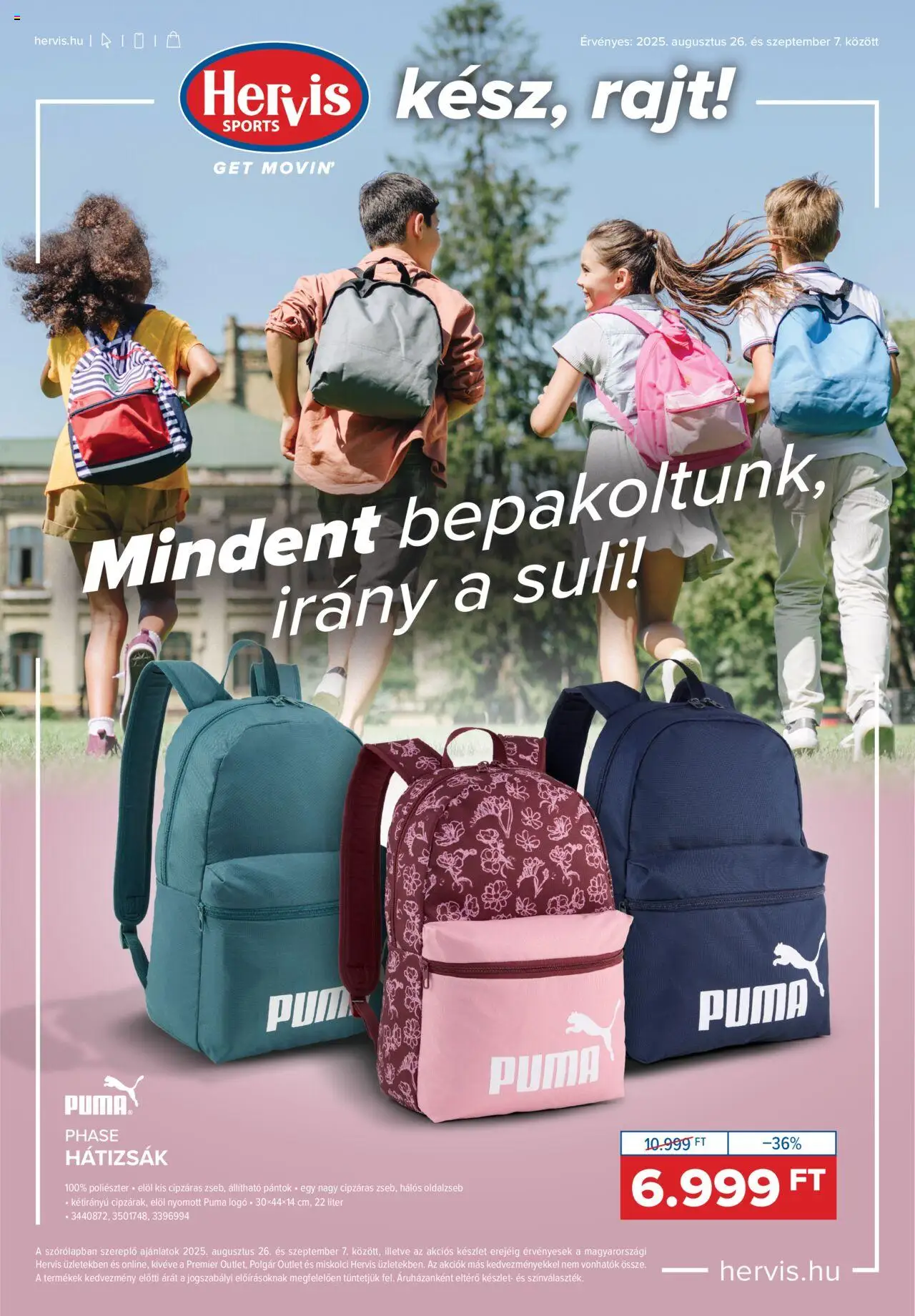 Hervis Sports akciós ujság - amely érvényes a következő dátumtól: 26.08.2025 | Oldal: 1 | Termékek: Hátizsák