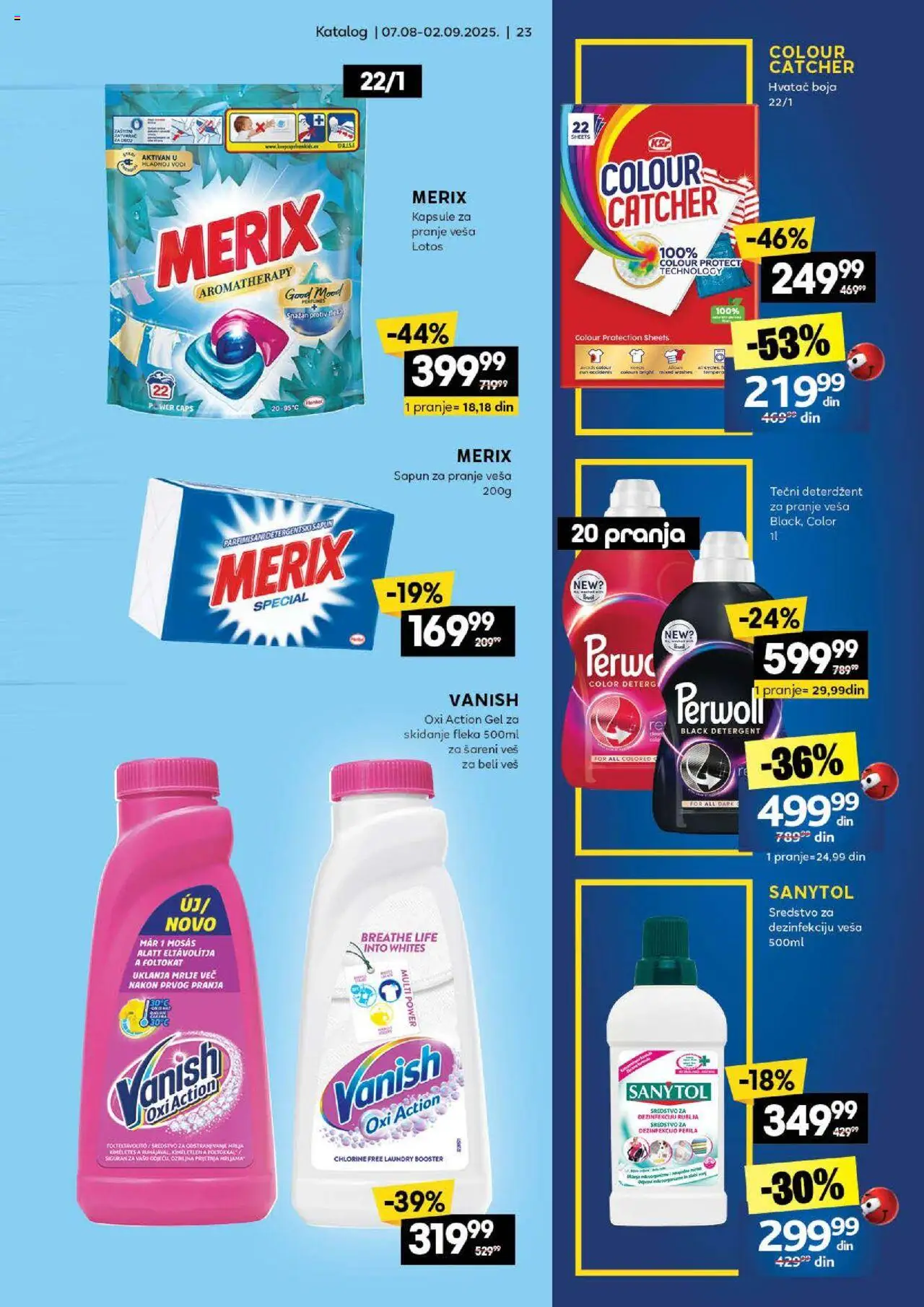 Idea katalog - važi od 07.08.2025 | Strana: 23 | Proizvode: Tečni deterdžent, Kapsule, Sapun, Sanytol