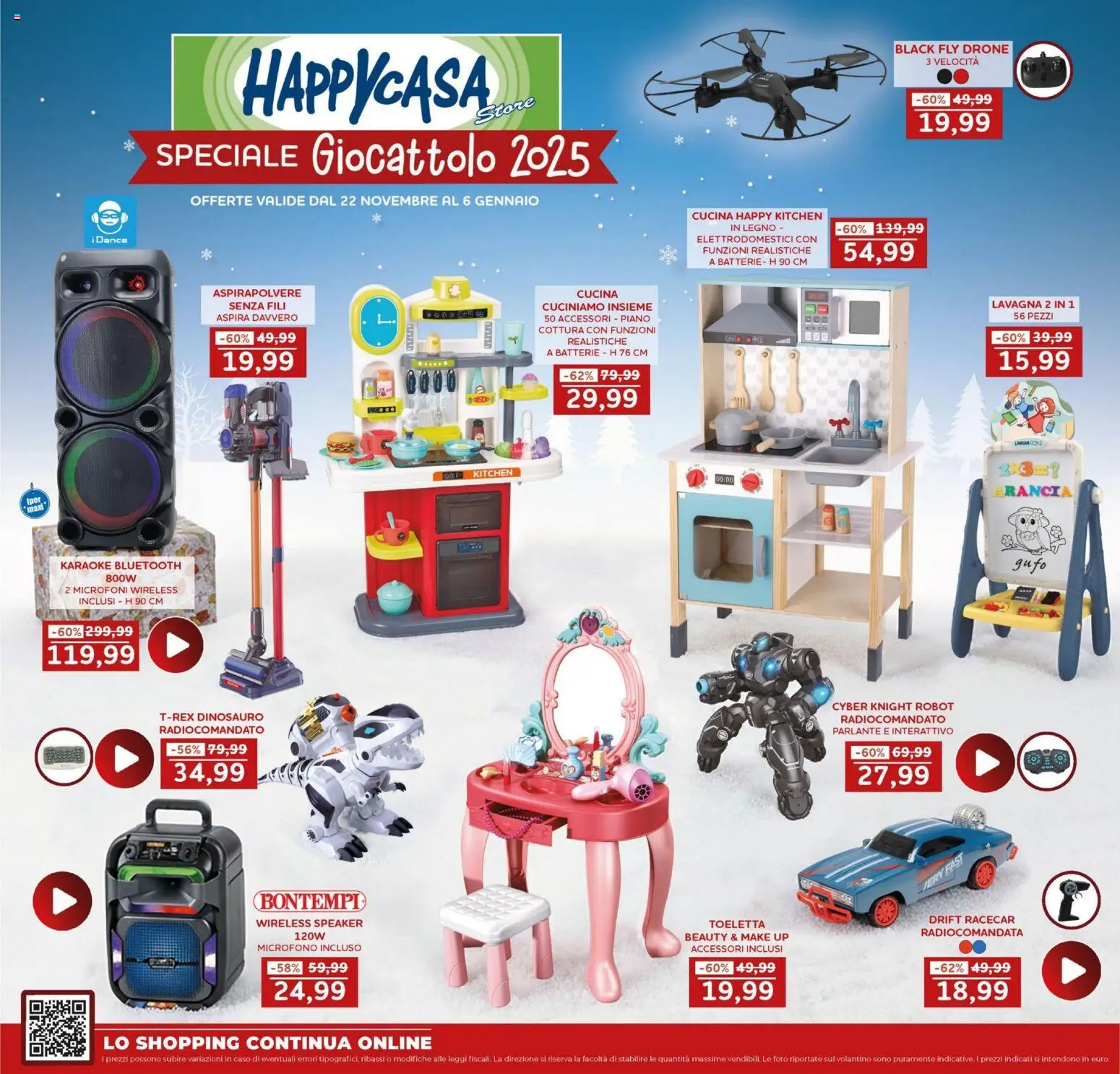 Volantino Happy Casa del 22.11.2025 | Pagina: 1 | Prodotti: Drone, Aspirapolvere, Robot, Batterie