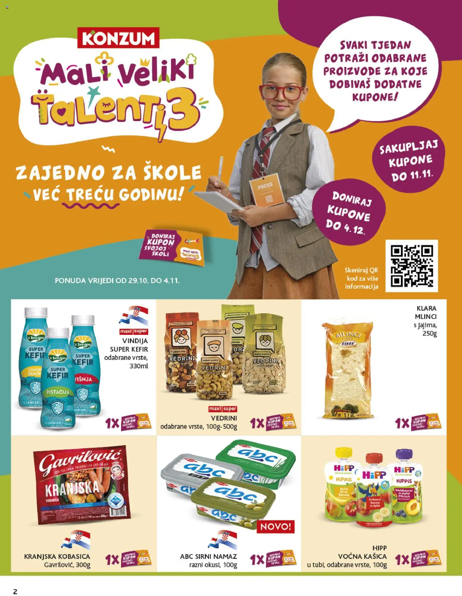 Konzum HR akciós ujság - amely érvényes a következő dátumtól: 29.10.2025 | Oldal: 2 | Termékek: Kefir